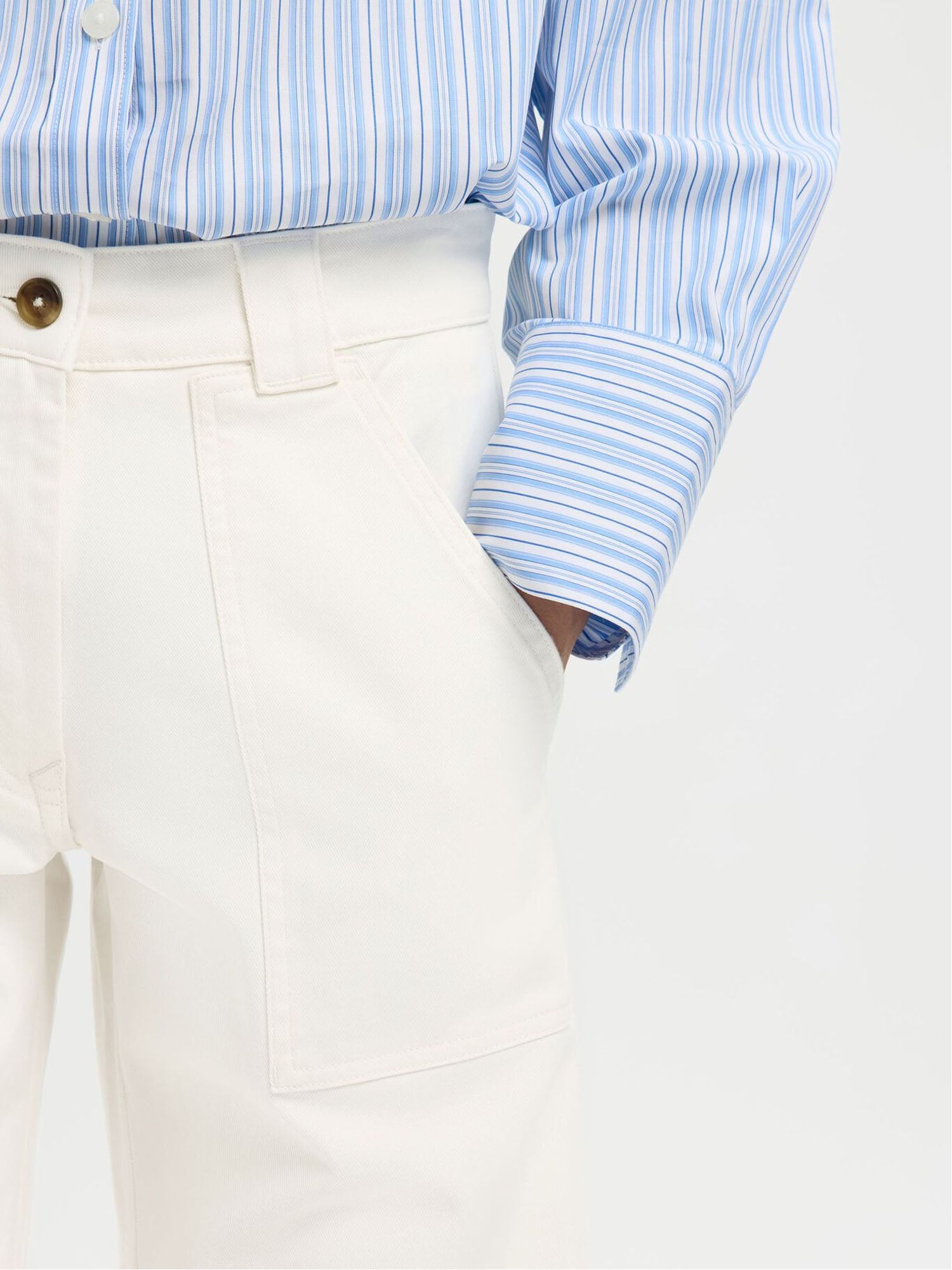 Selected Pantaloni Gamba Ampia Bianco