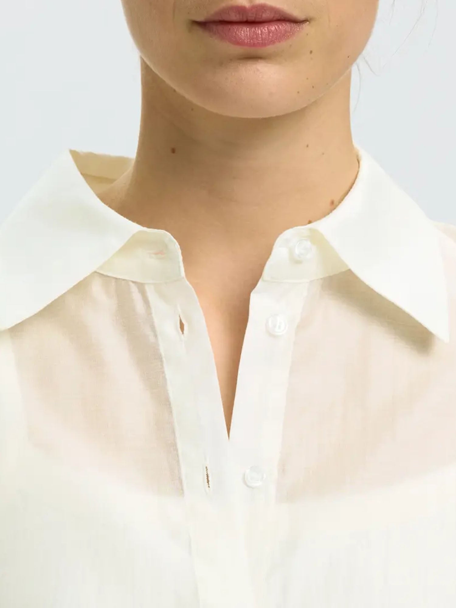 Selected Camicia SlfIris Relaxed LS Tie Detail Bianco