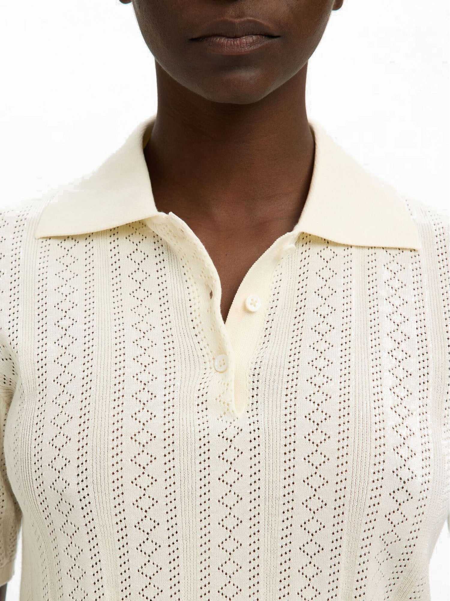 Selected Camicia Polo in Maglia Bianco