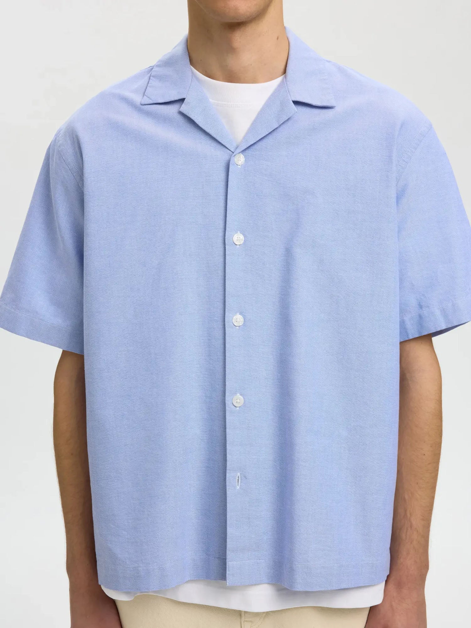 Selected Camicia Slhrlxoxford SS Resort Azzurro