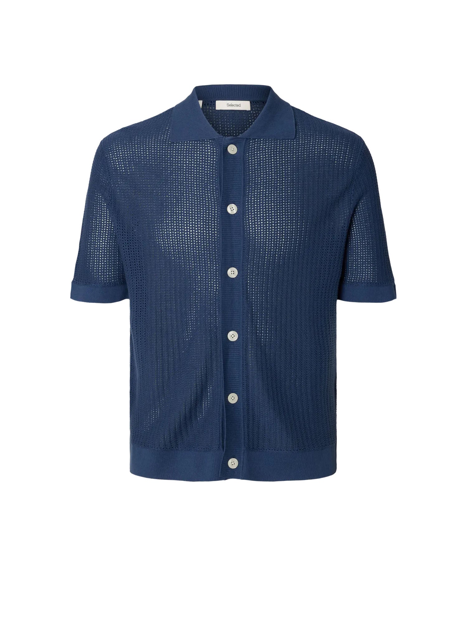 Selected Slhshane ss open struc polo cardigan Celeste