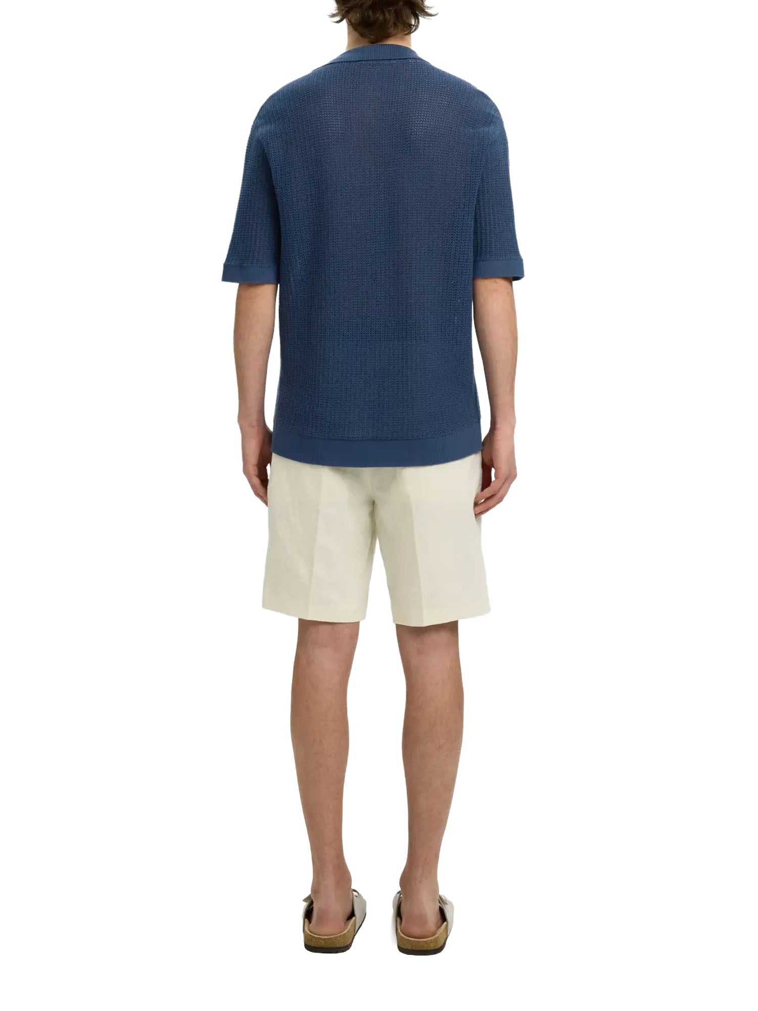 Selected Slhshane ss open struc polo cardigan Celeste