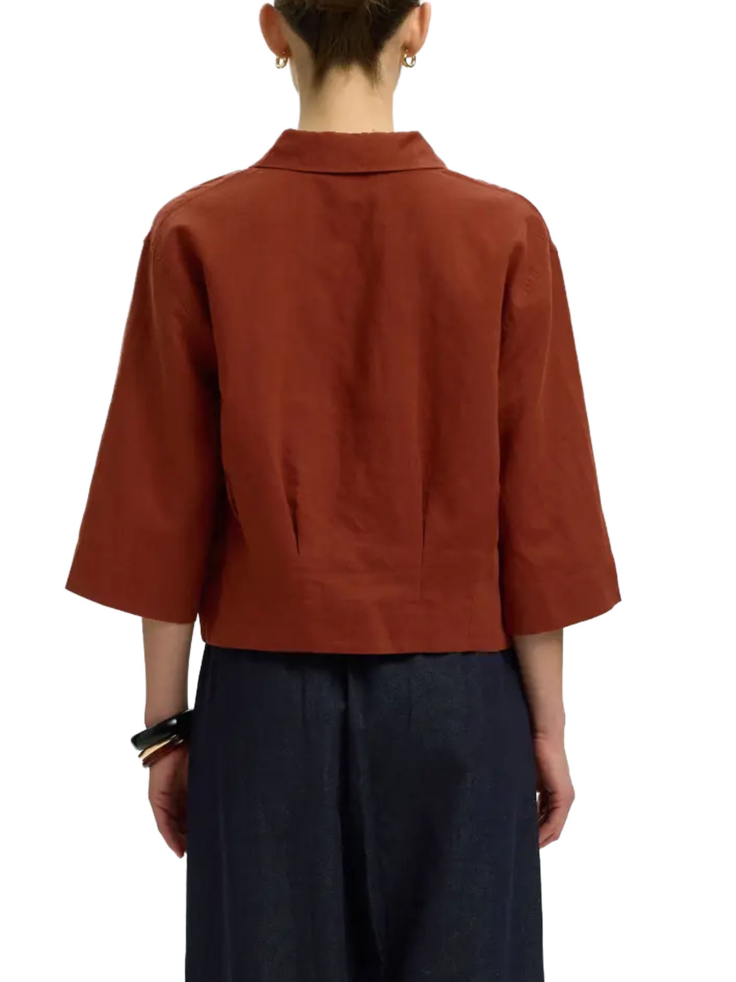 Selected Camicia Slfcleo regular 3/4 cropped Marrone