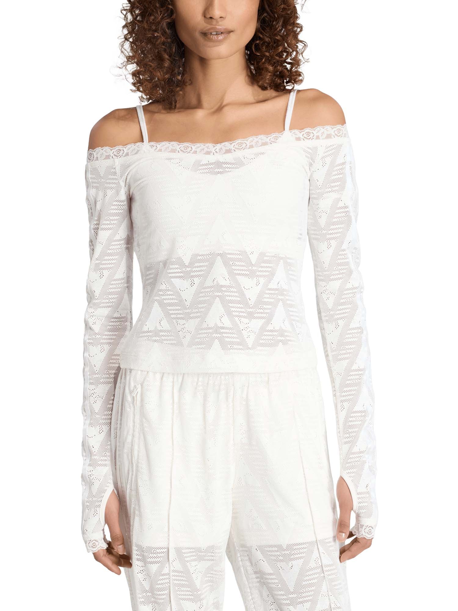 Adidas Top Lace Bardot Bianco