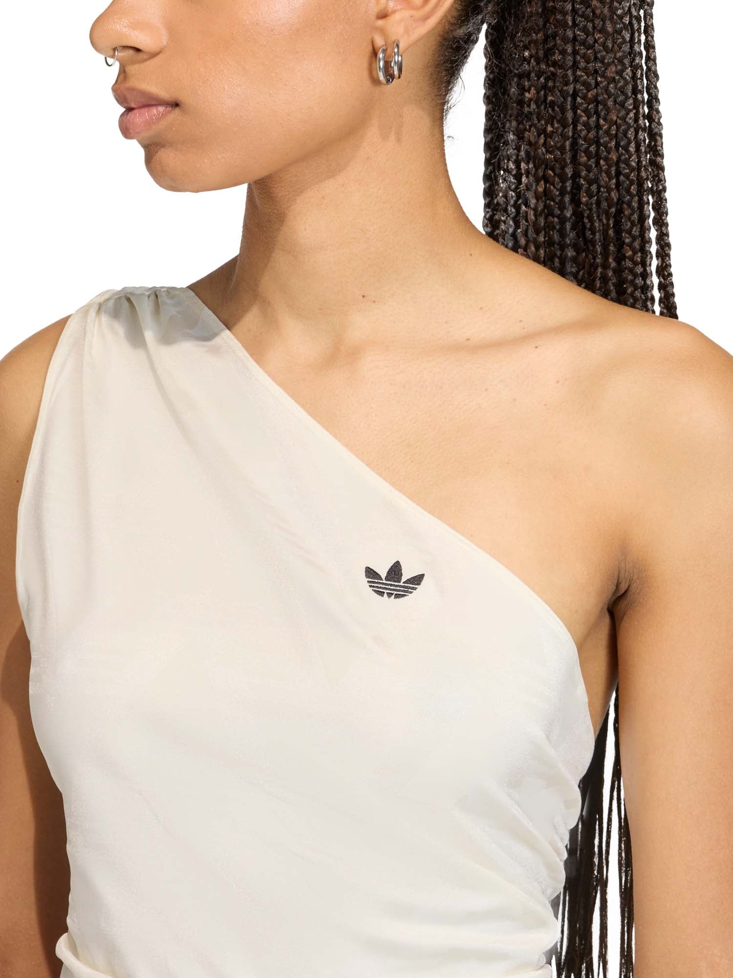 Adidas Top a spalla singola con ruches Bianco