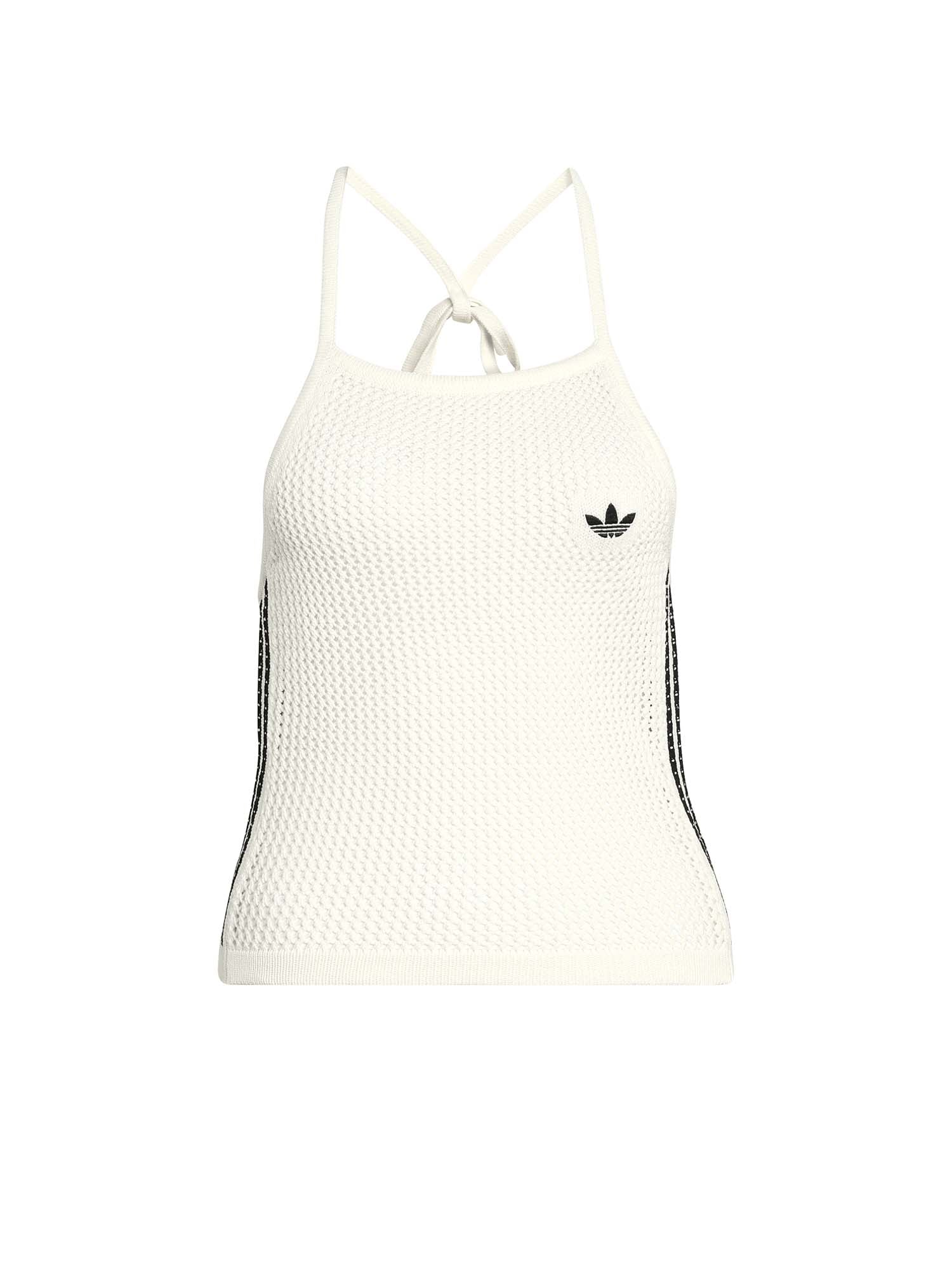 Adidas Top In Maglia Uncinetto Bianco