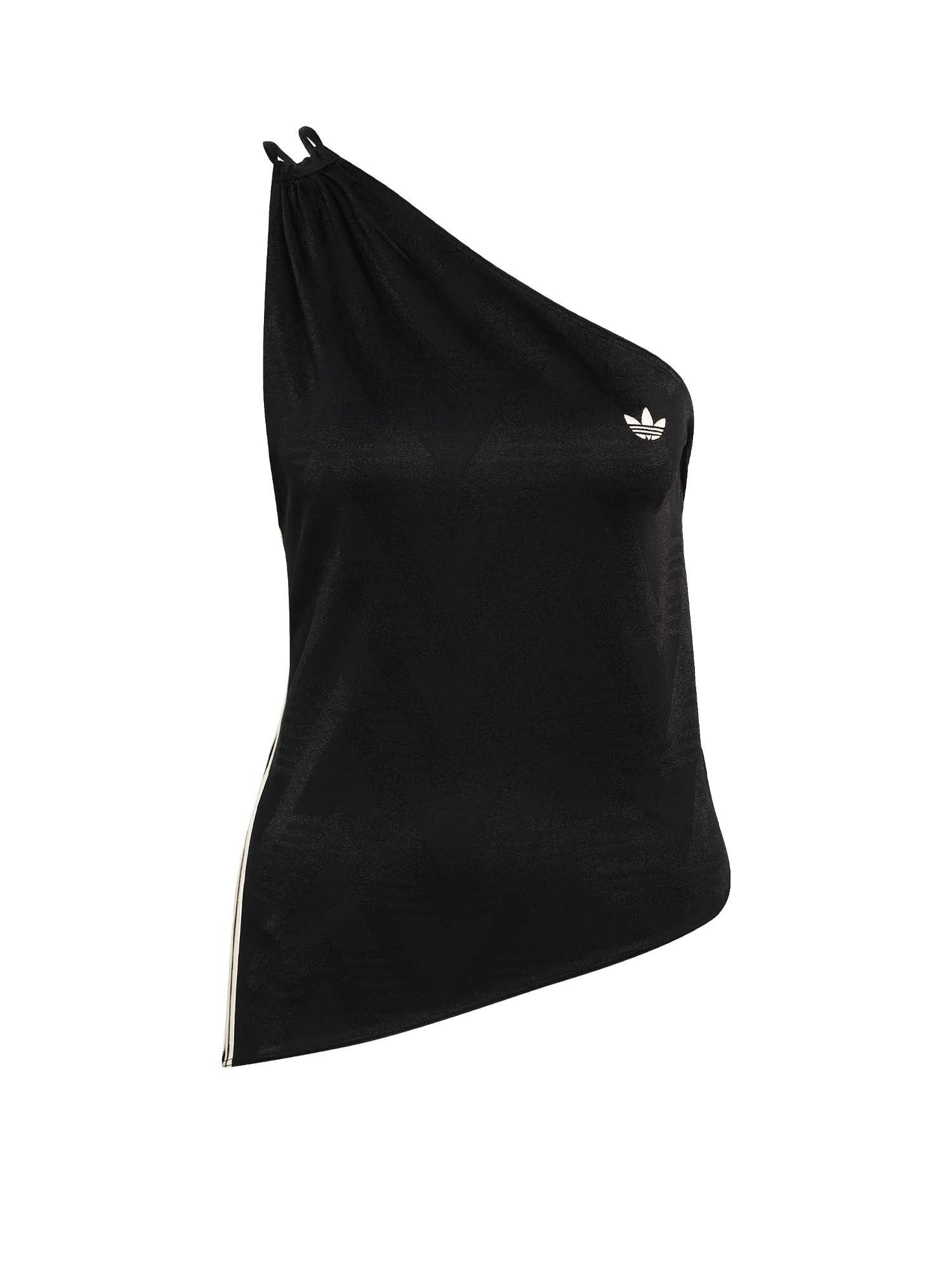 Adidas Top a spalla singola con ruches Nero