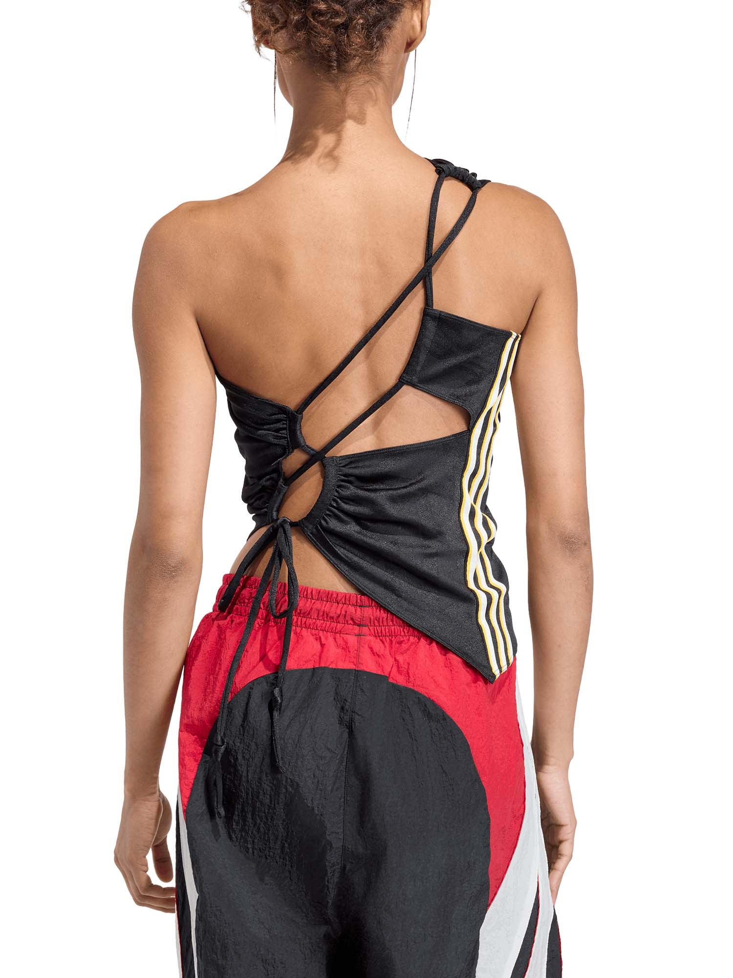 Adidas Top a spalla singola con ruches Nero