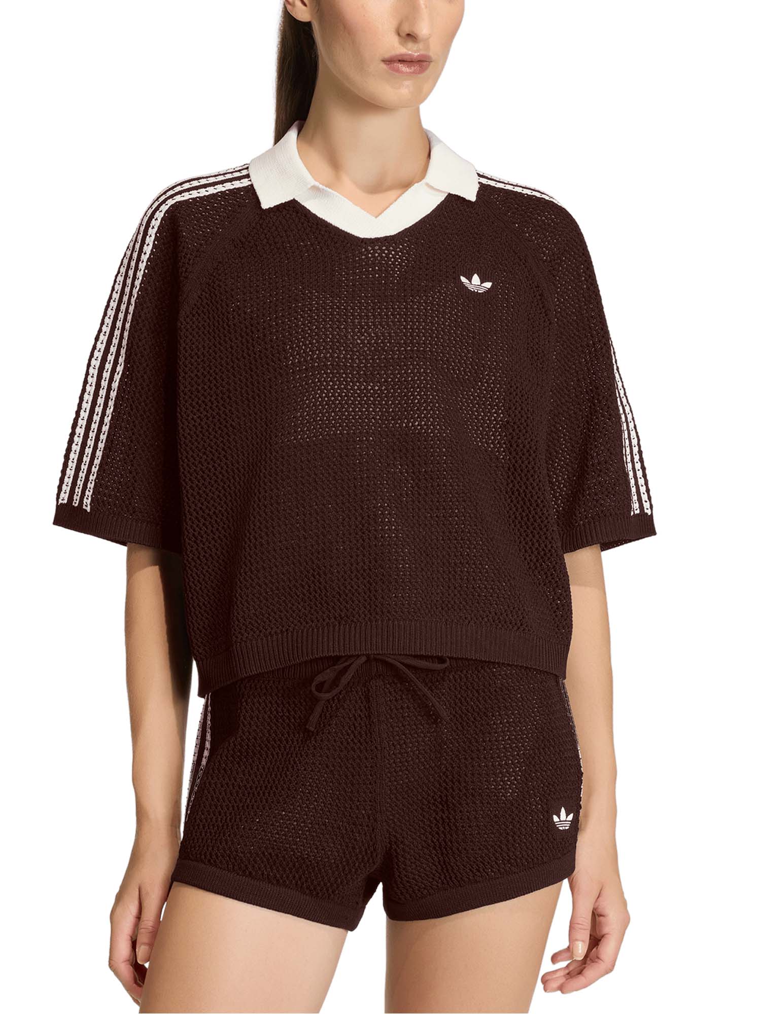 Adidas Polo all'uncinetto lavorato a maglia Marrone