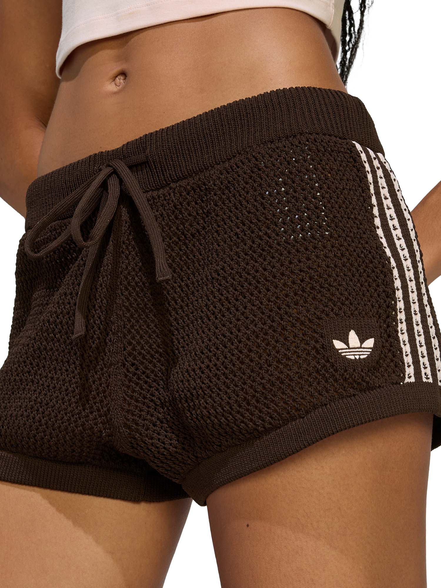 Adidas Pantaloncini A Maglia All'Uncinetto Marrone