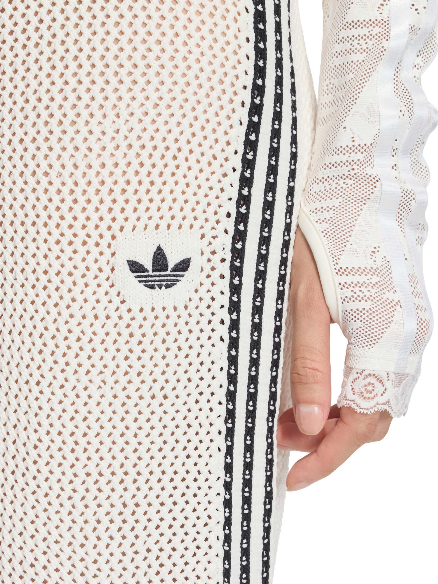 Adidas Track Pant Knitted Crochet Firebird Bianco