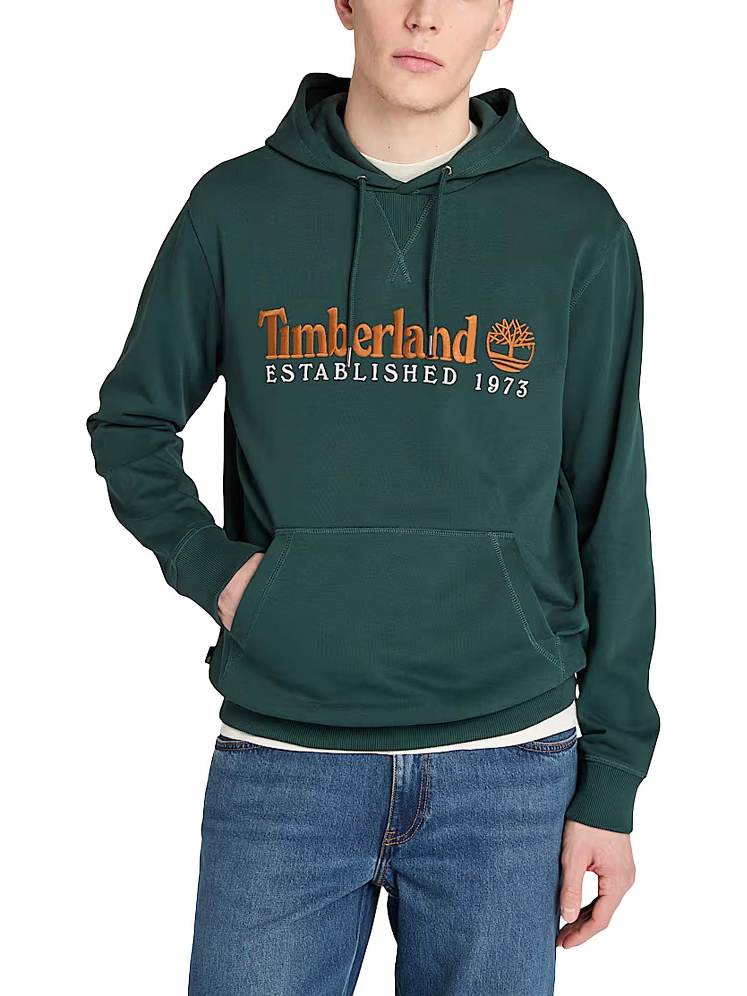 Timberland Felpa con cappuccio Loopback Established 1973 da uomo Verde