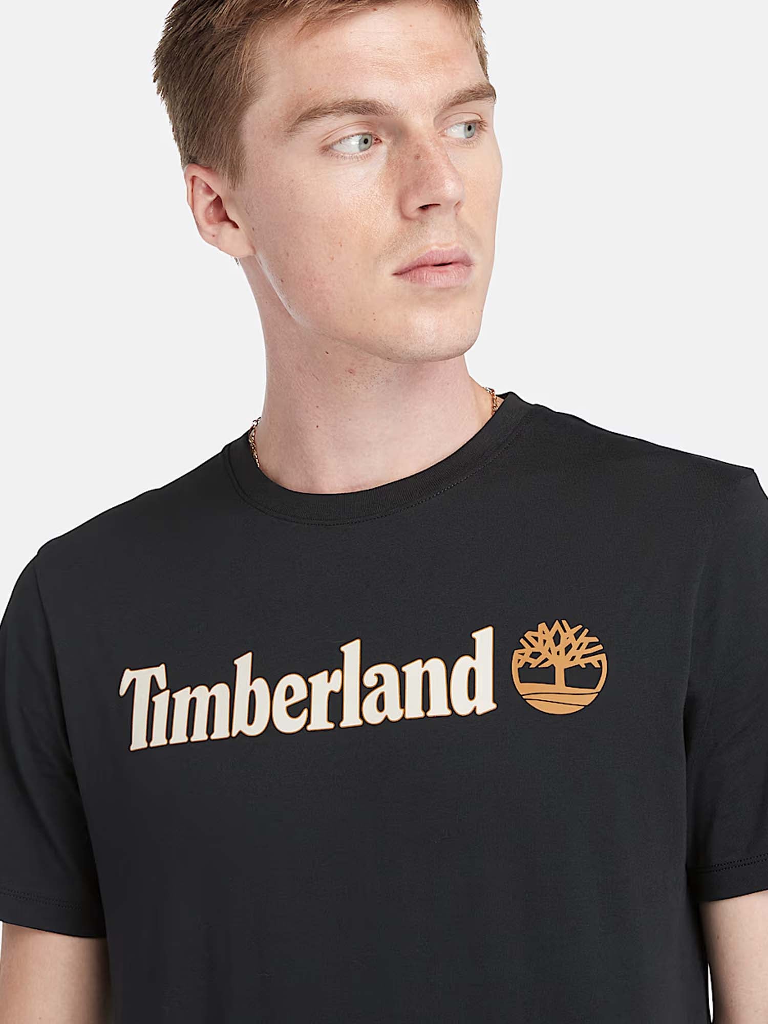 Timberland T-shirt a Maniche Corte con Logo Lineare Kennebec River Nero