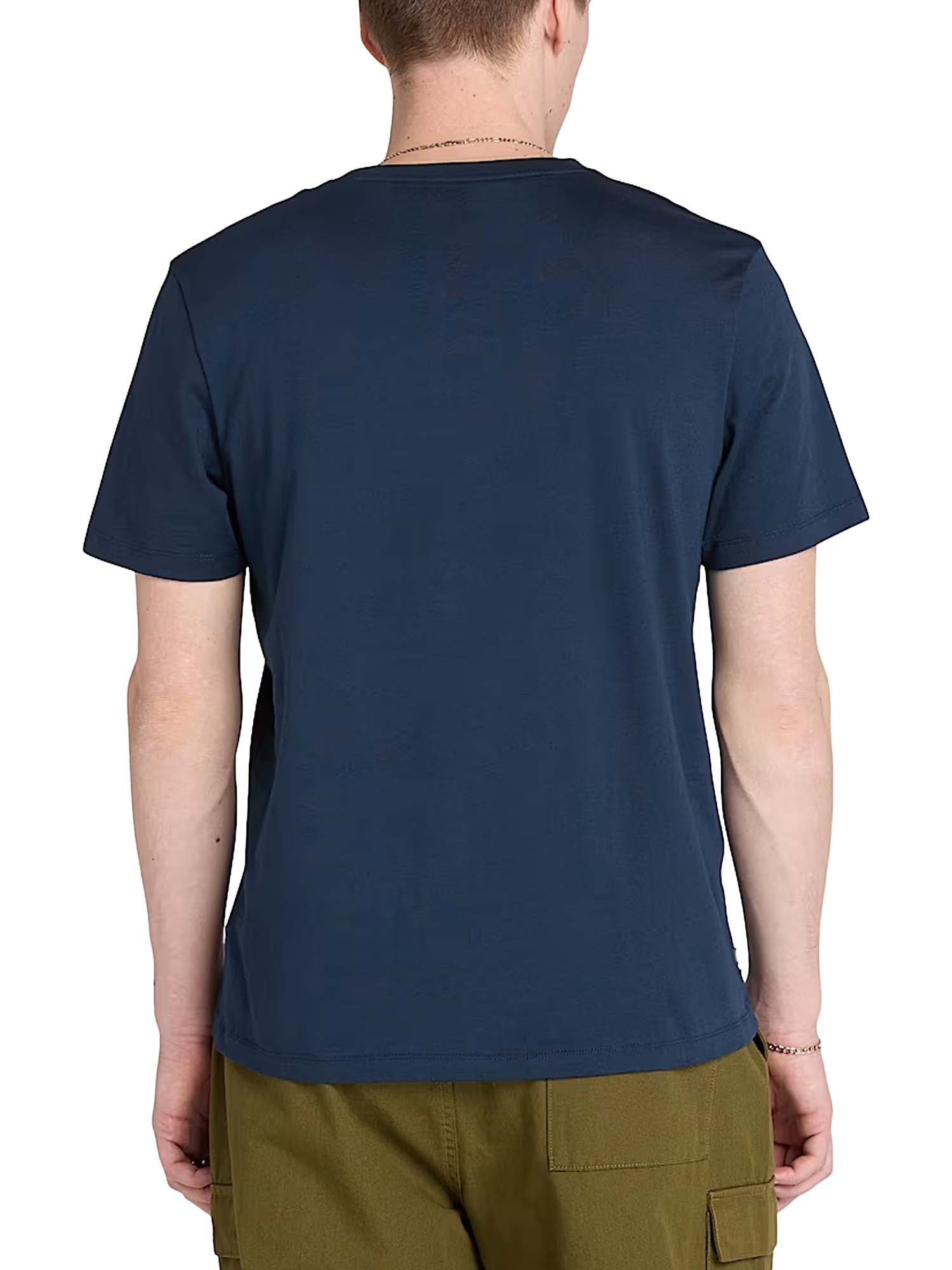 Timberland T-shirt a Maniche Corte con Logo Lineare Kennebec River Blu