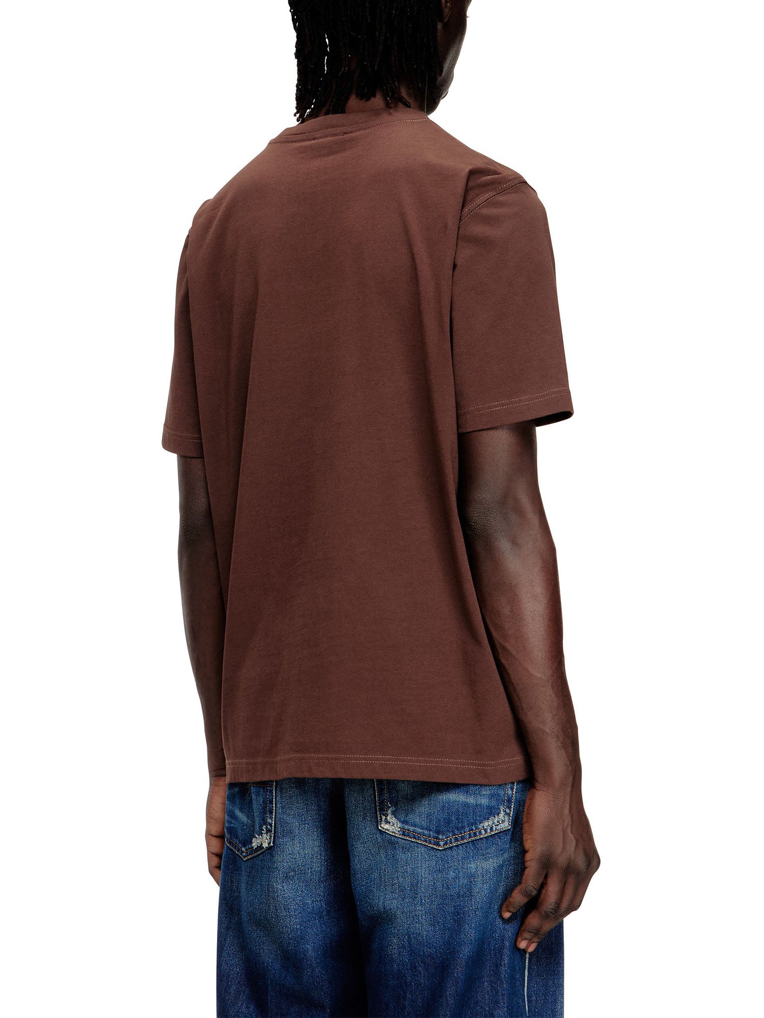 Diesel T-shirt regular in cotone con stampa a rilievo Marrone