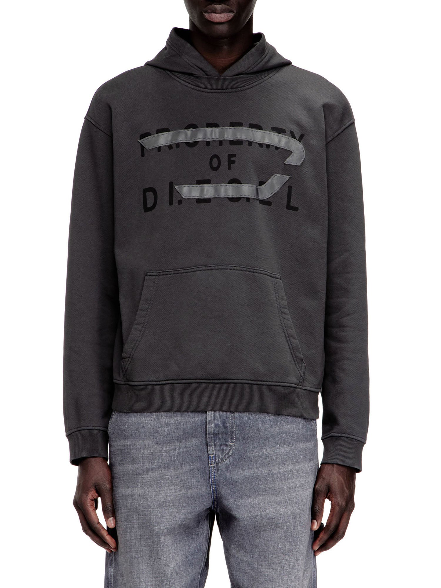 Diesel Felpa in cotone con applicazione a D Grigio