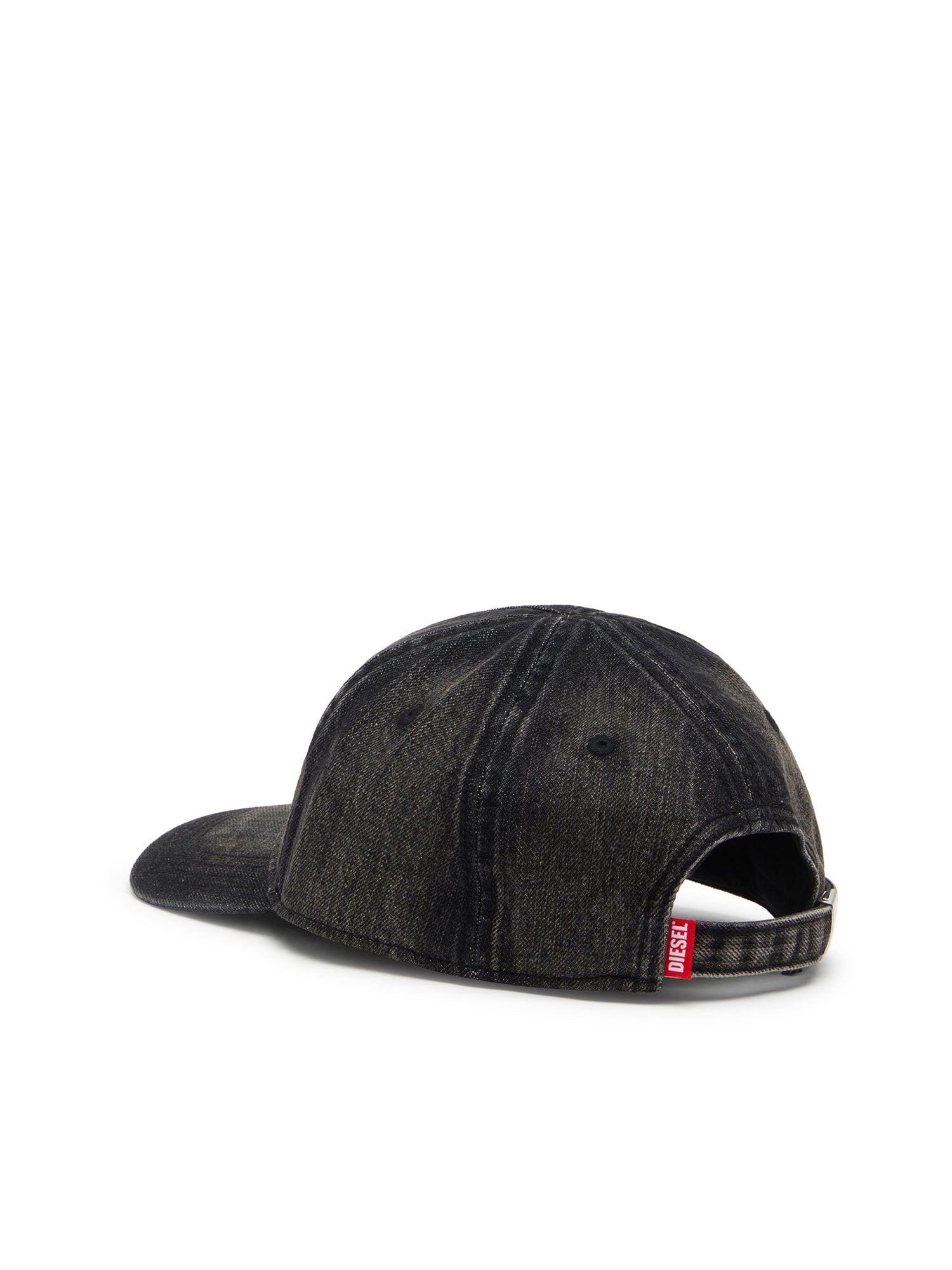 Diesel Cappellino in denim con dettagli sfrangiati e logo ricamato Nero