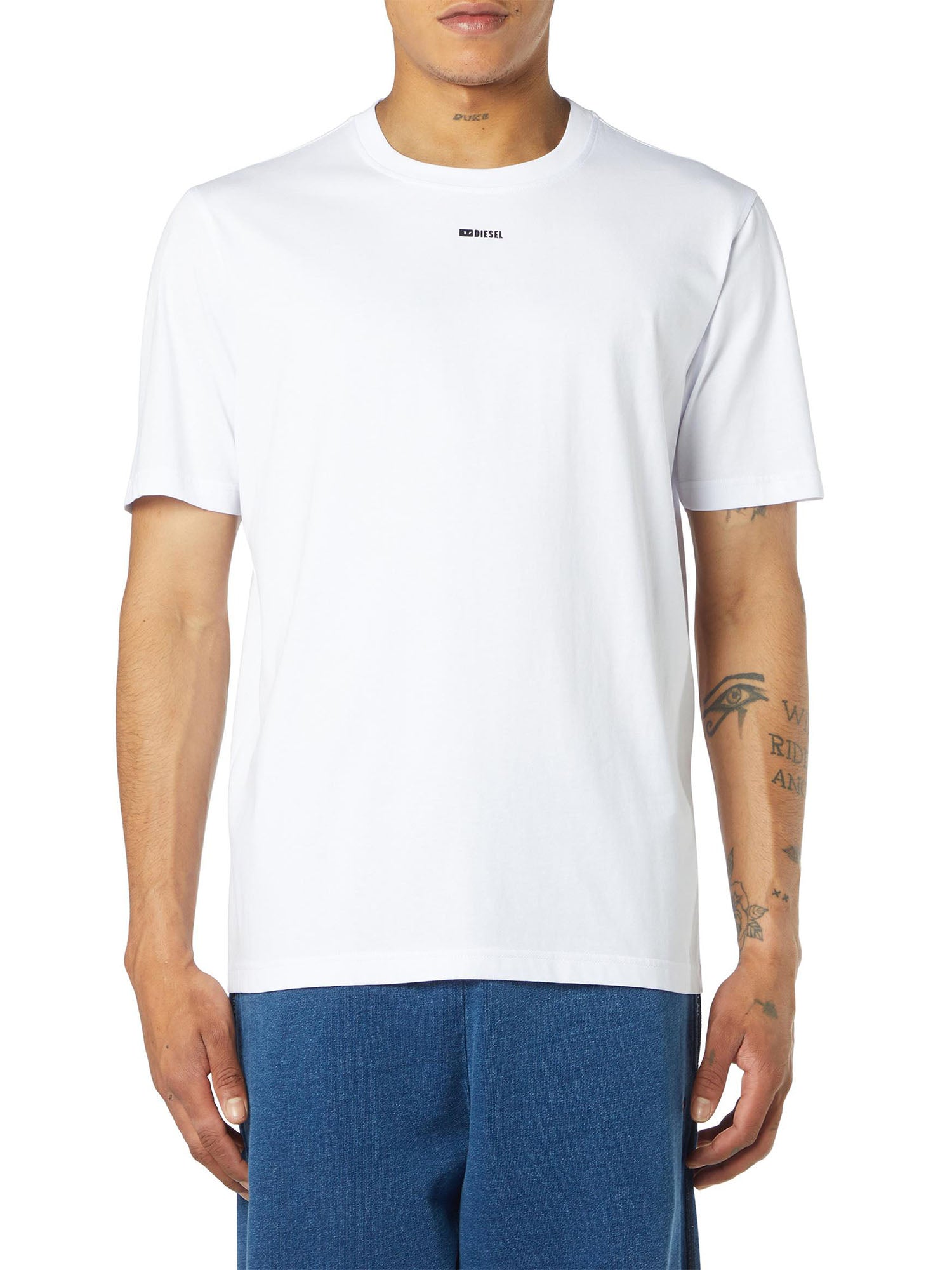 Diesel T-shirt con logo micro in metallo Bianco
