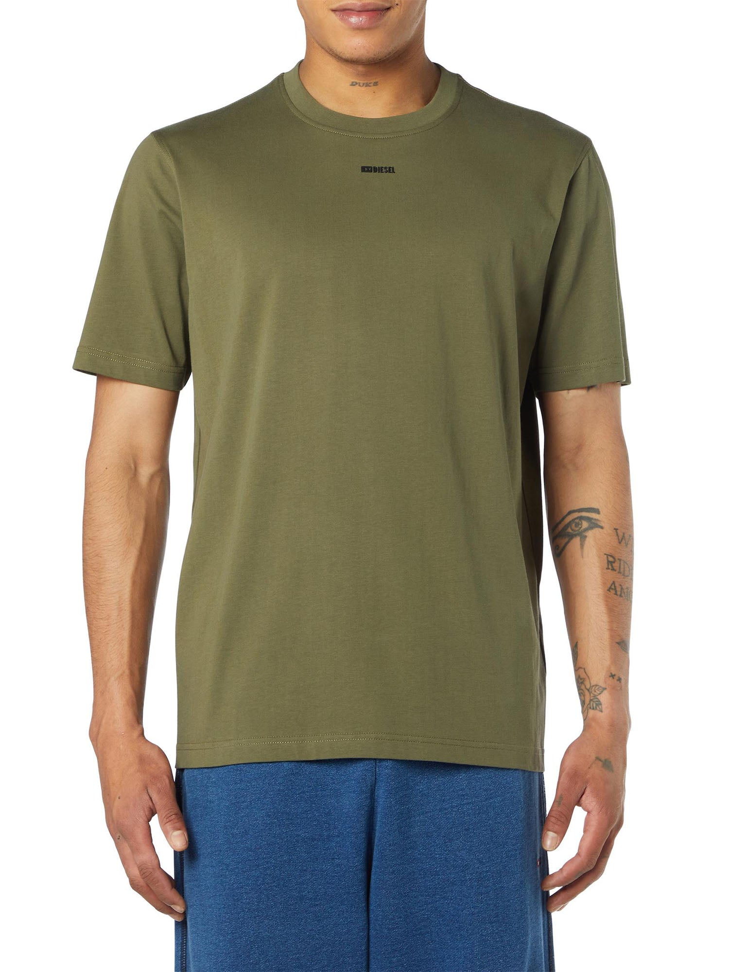 Diesel T-shirt con logo micro in metallo Verde