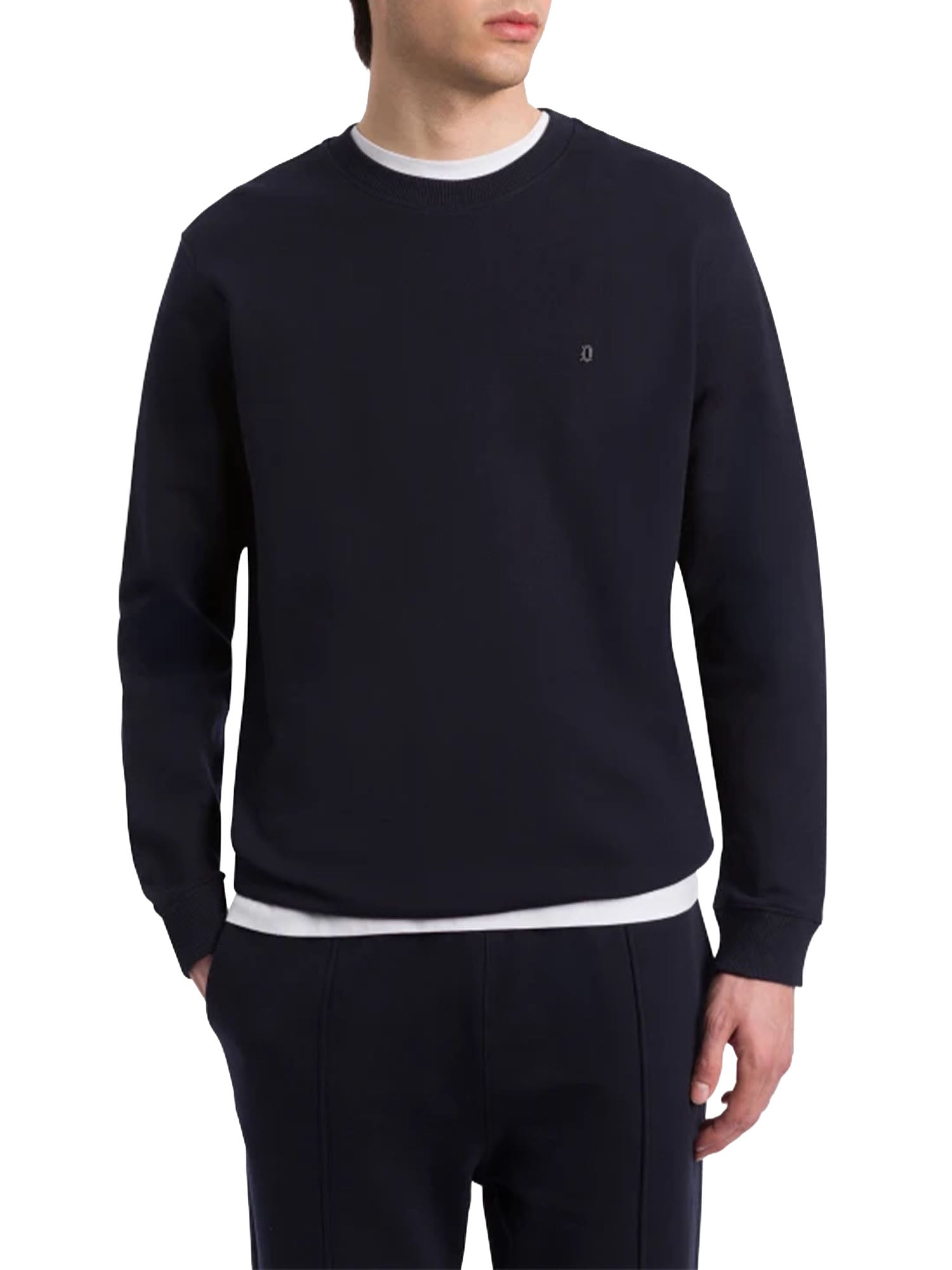 Dondup Felpa Girocollo Regular in Cotone Blu