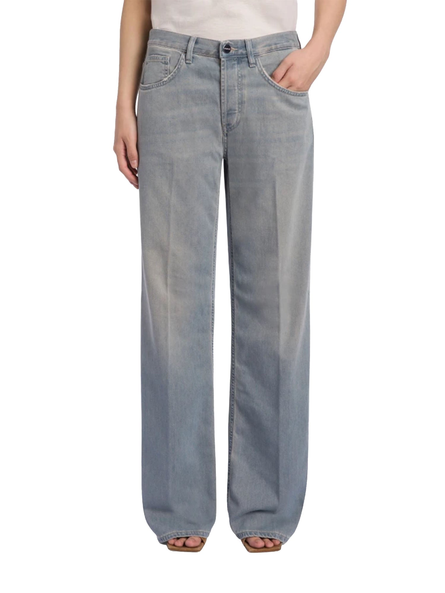 Dondup Jeans Jacklyn wide leg in denim fisso Blu