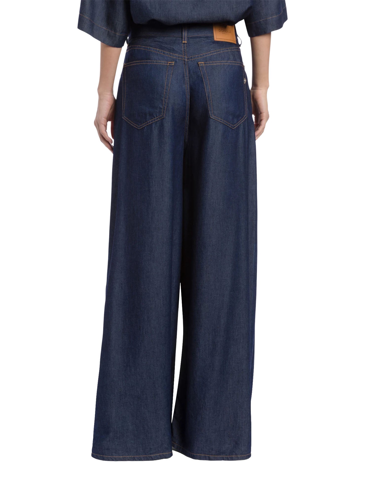 Dondup Jeans Maggie wide leg in denim fisso lyocell Blu