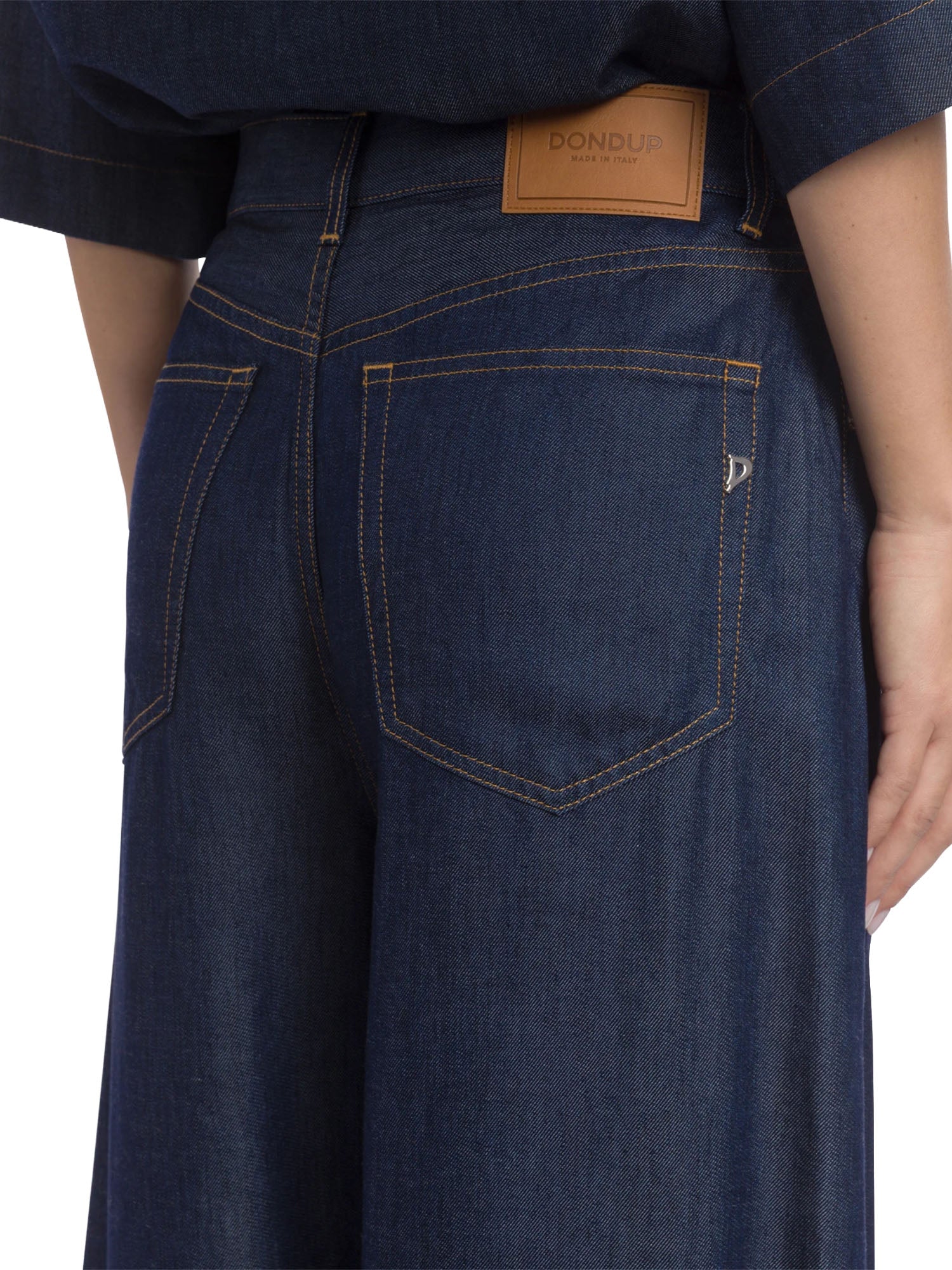 Dondup Jeans Maggie wide leg in denim fisso lyocell Blu