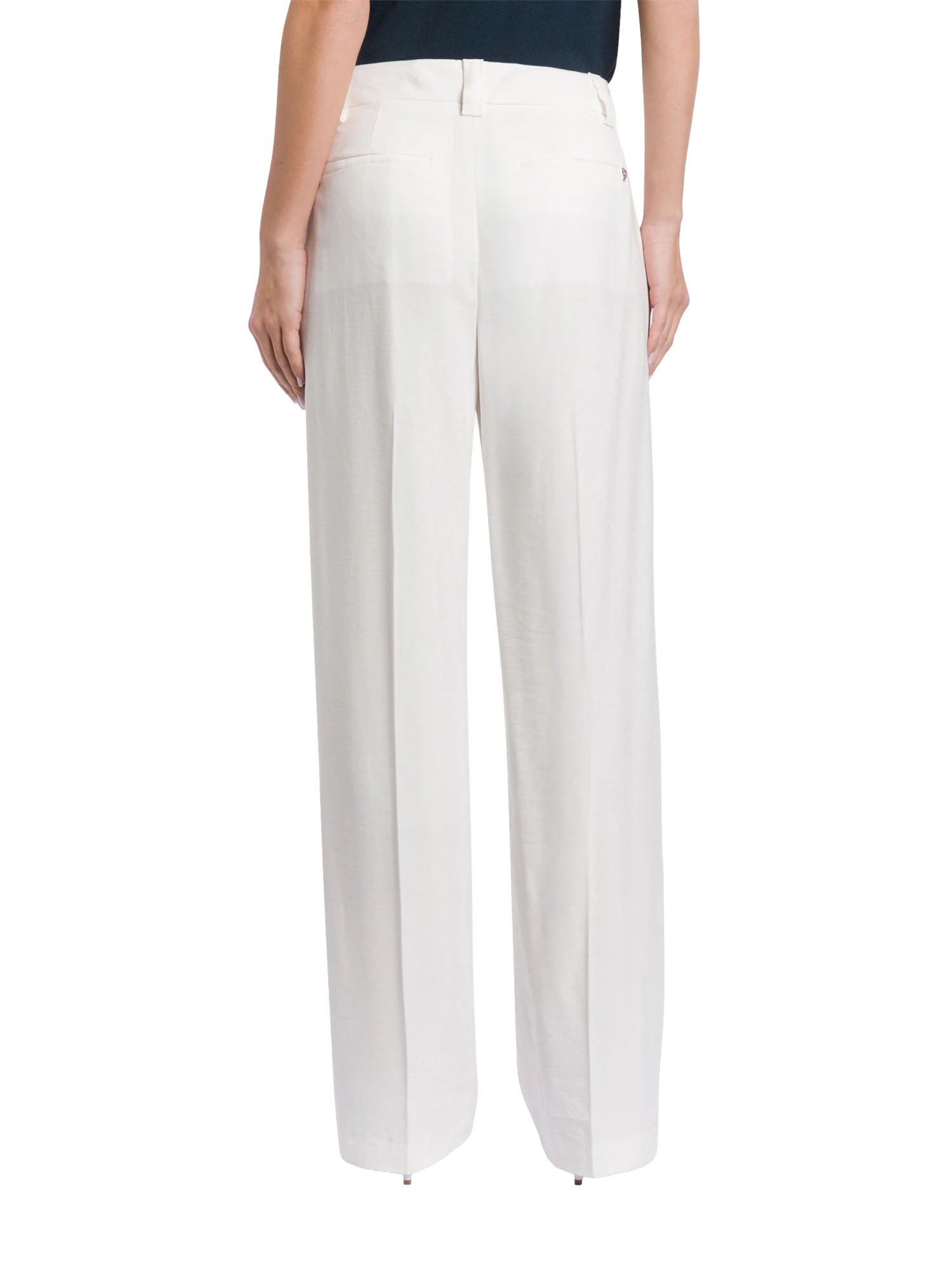 Dondup Pantaloni Abby wide leg in gabardina di viscosa Bianco
