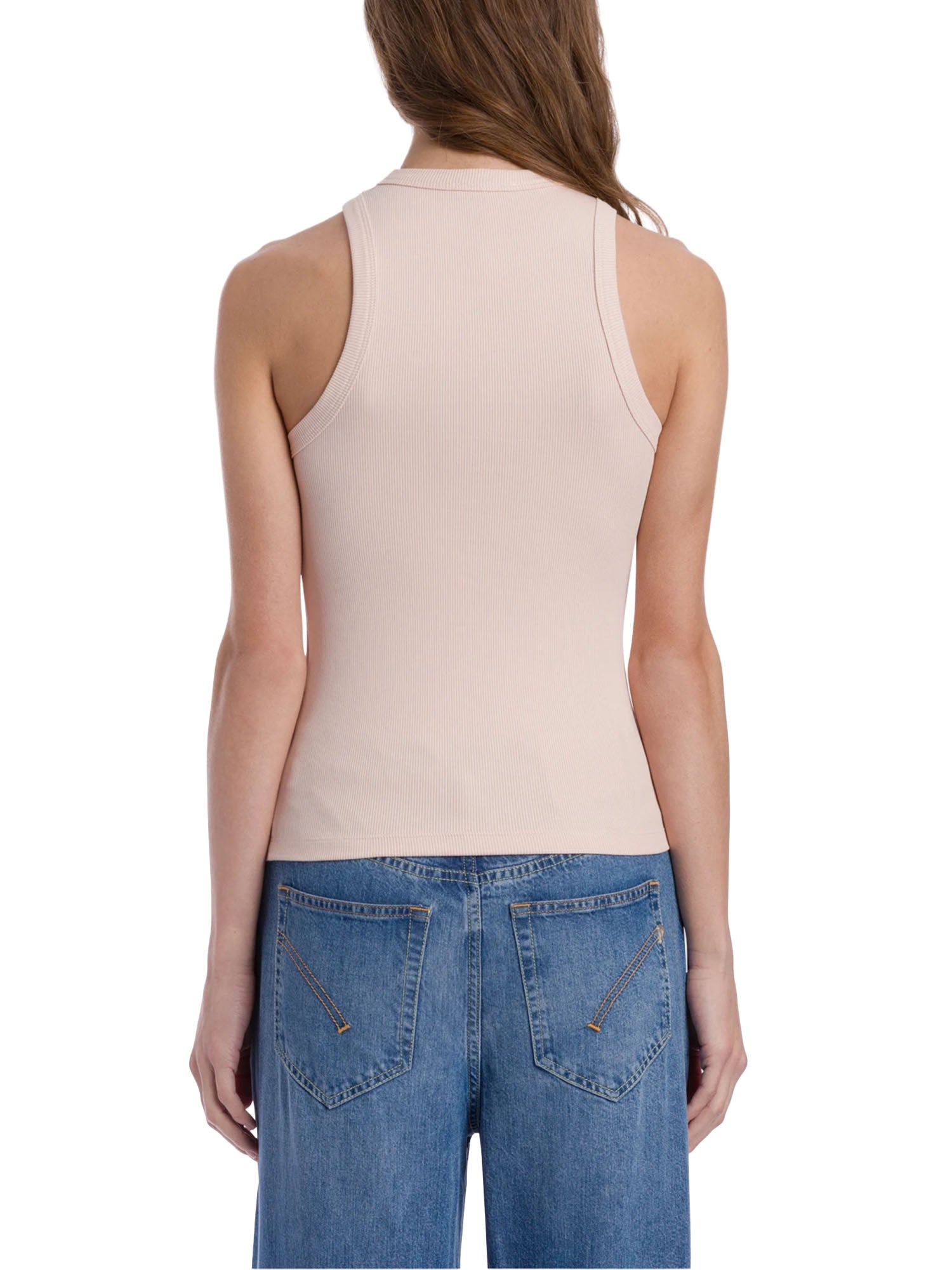 Dondup Canotta girocollo slim in costina di cotone Rosa