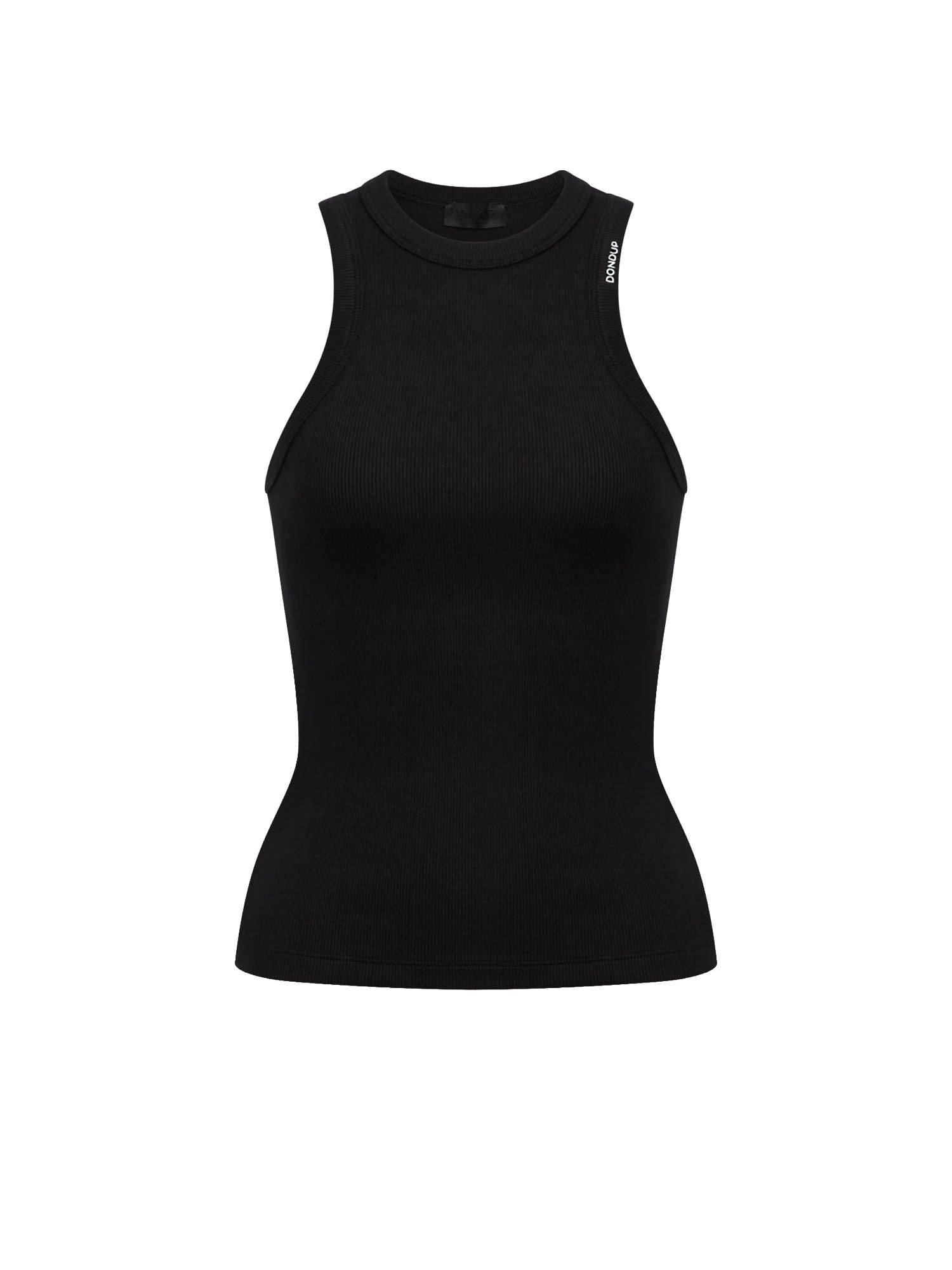 Dondup Canotta girocollo slim in costina di cotone Nero