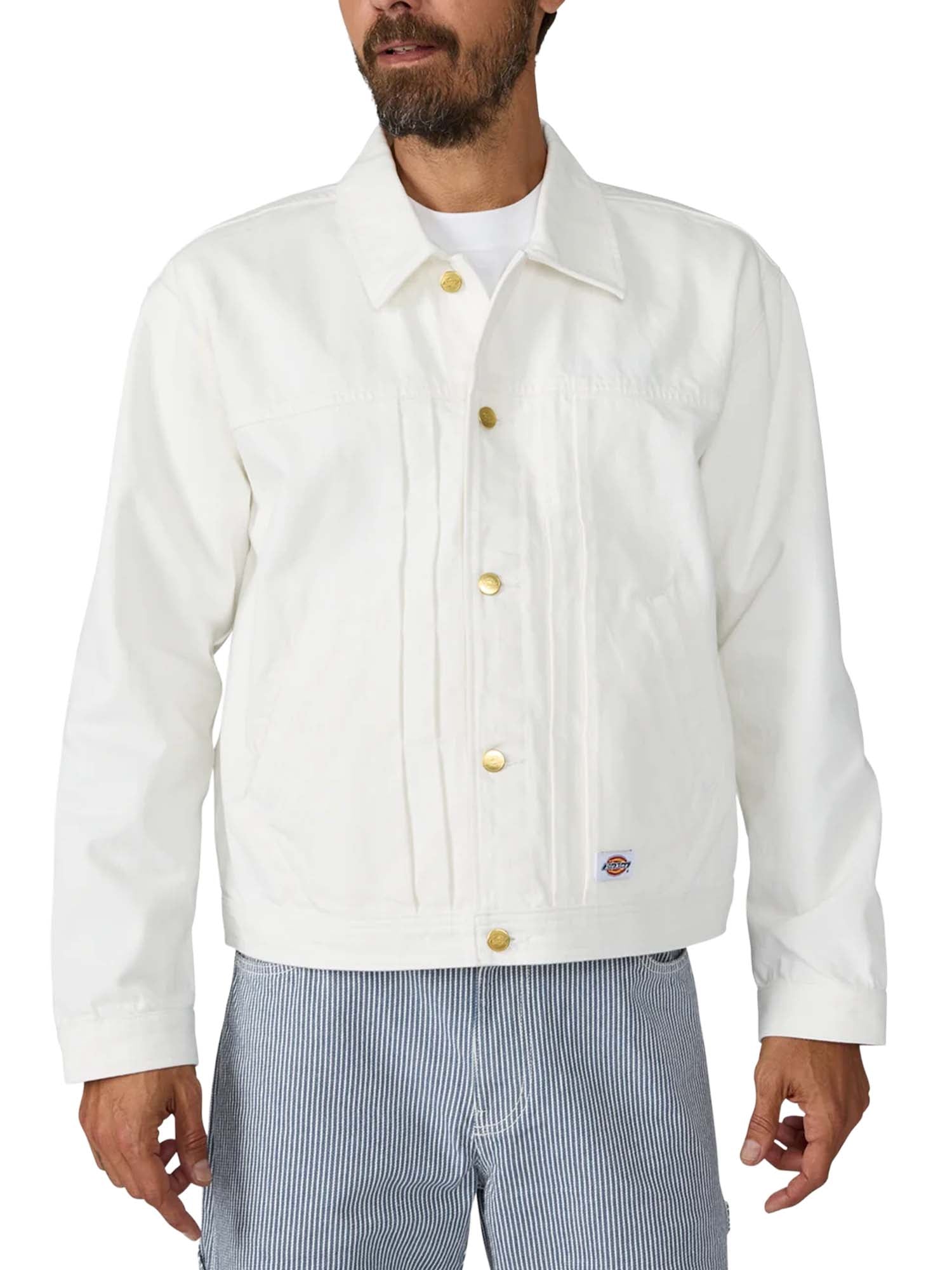 Dickies Giacca trucker in denim con pieghe Bianco