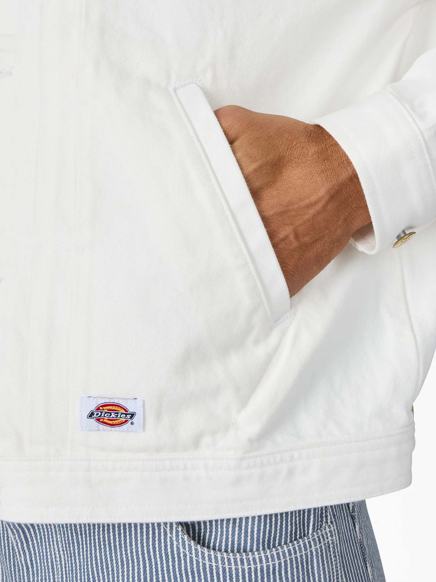 Dickies Giacca trucker in denim con pieghe Bianco