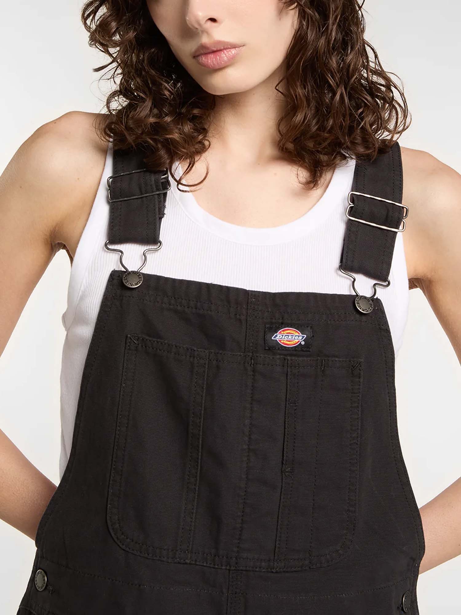 Dickies Salopette corta in canvas leggera Nero