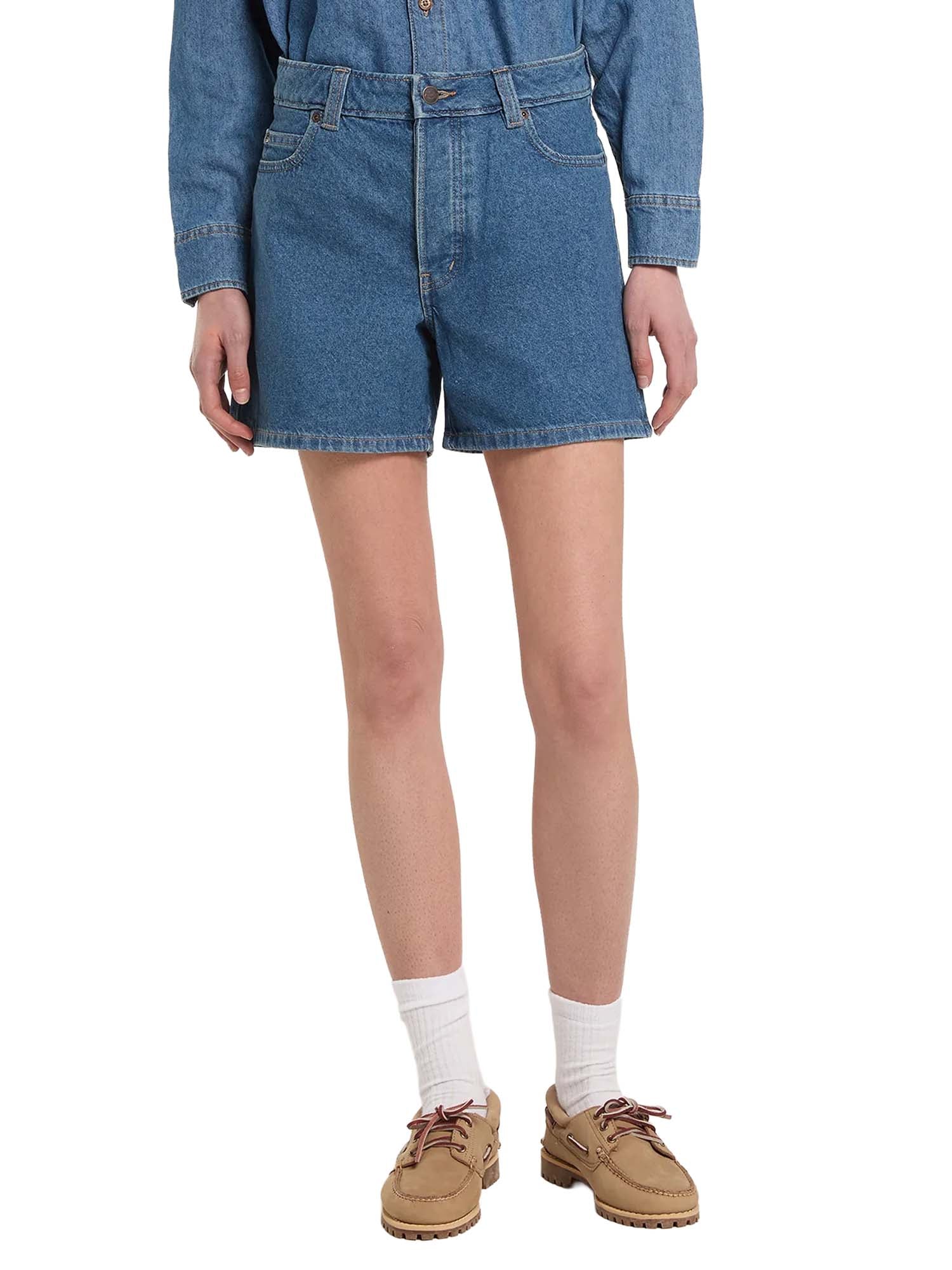 Dickies Shorts 984 5-Inch in denim a vita alta da donna Blu