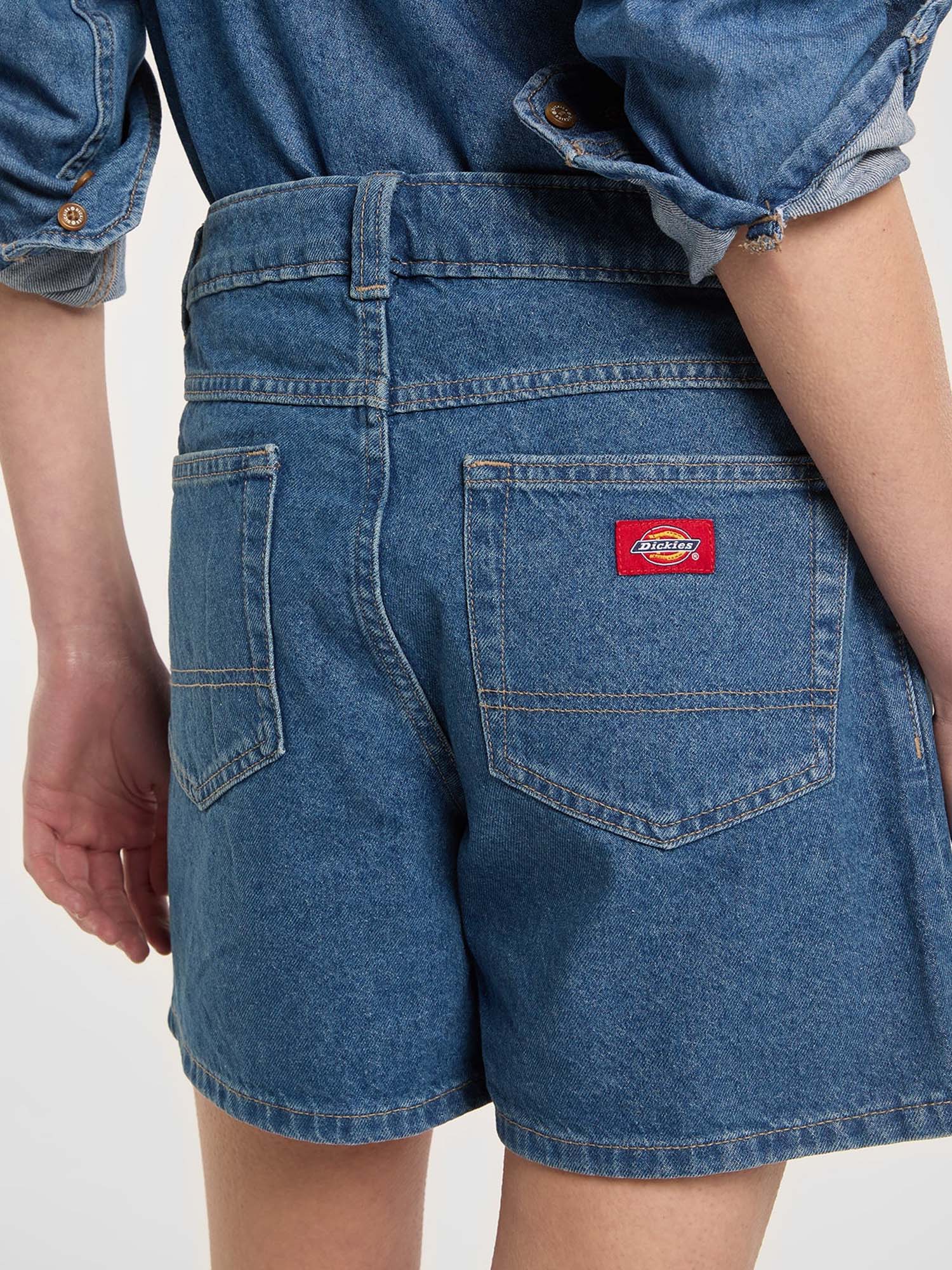 Dickies Shorts 984 5-Inch in denim a vita alta da donna Blu