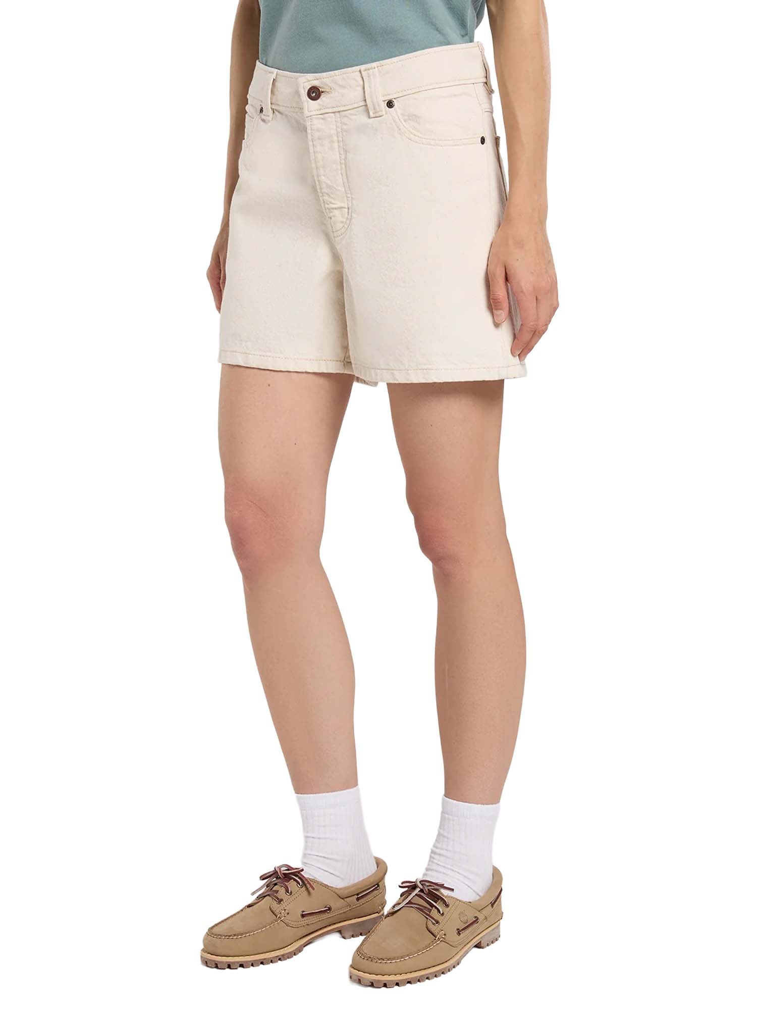 Dickies Shorts 984 5-Inch in denim a vita alta Bianco