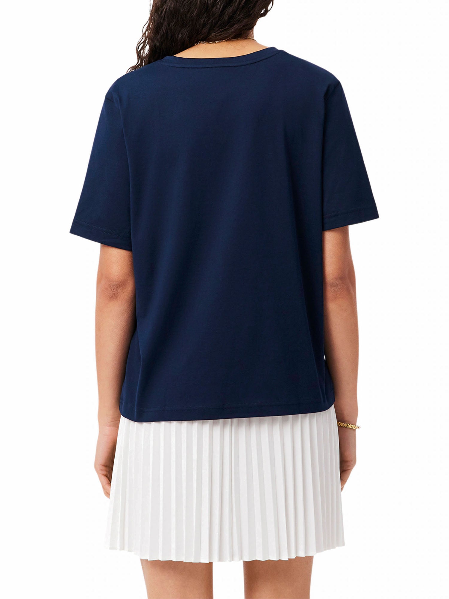 Lacoste T-shirt con scollo a V in morbido cotone Blu