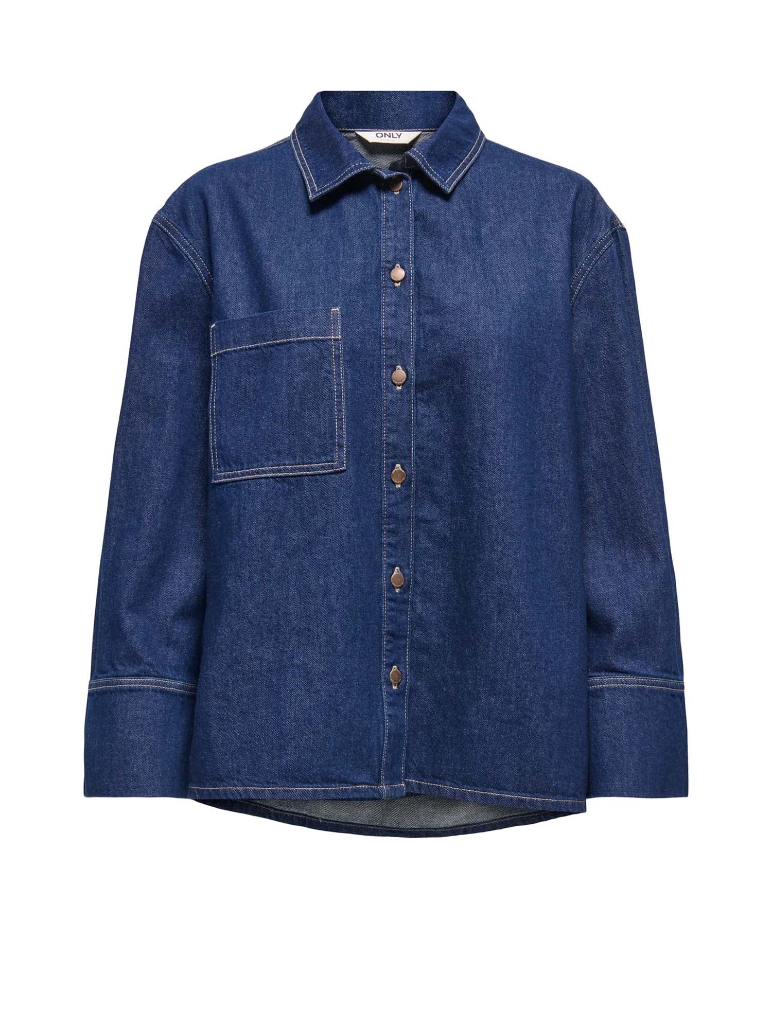 Only Camicia Onlsadie Ls Ovs Dnm Shirt Gen Blu