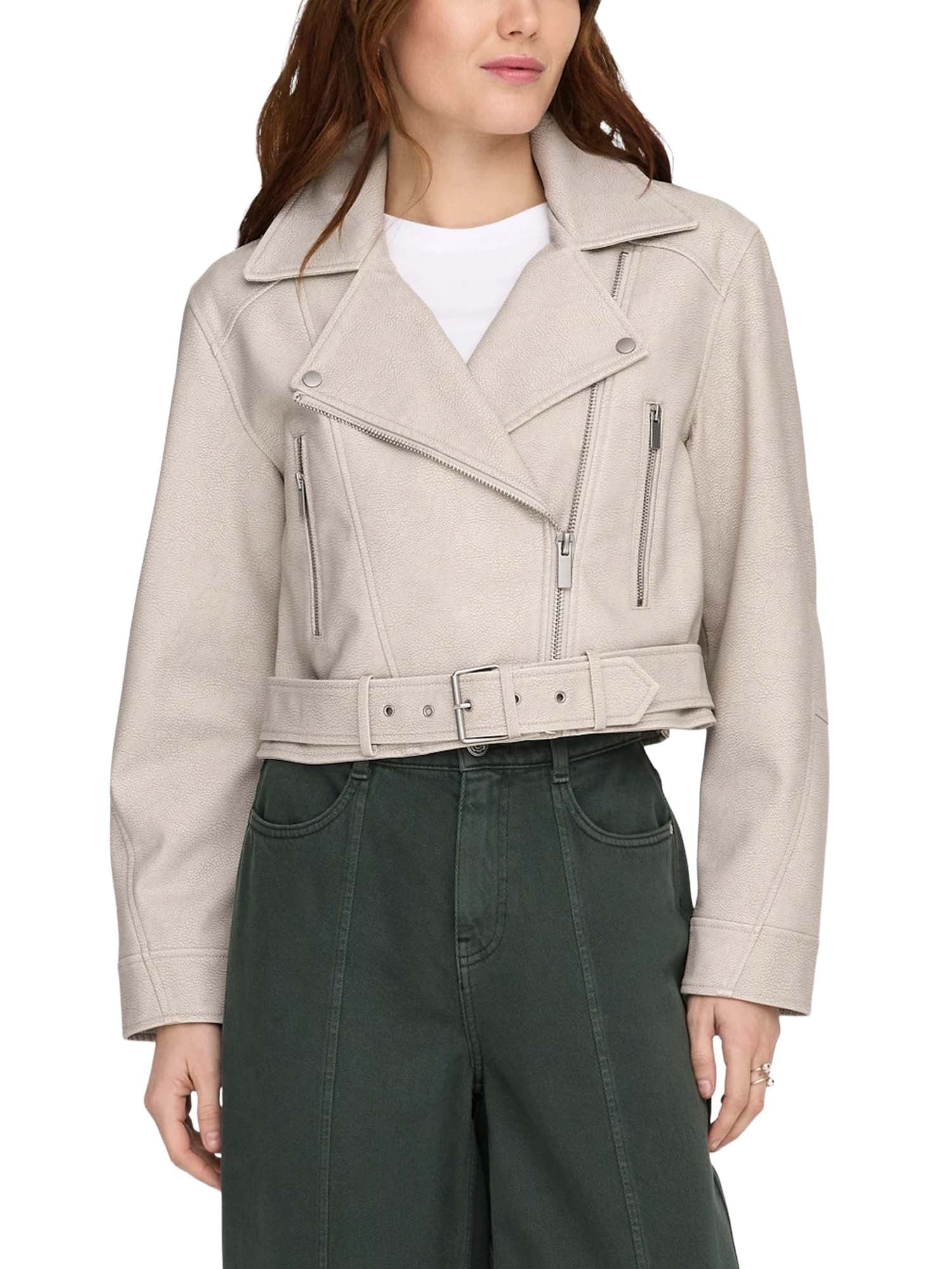 Only Giacca in pelle Pauline Grigio