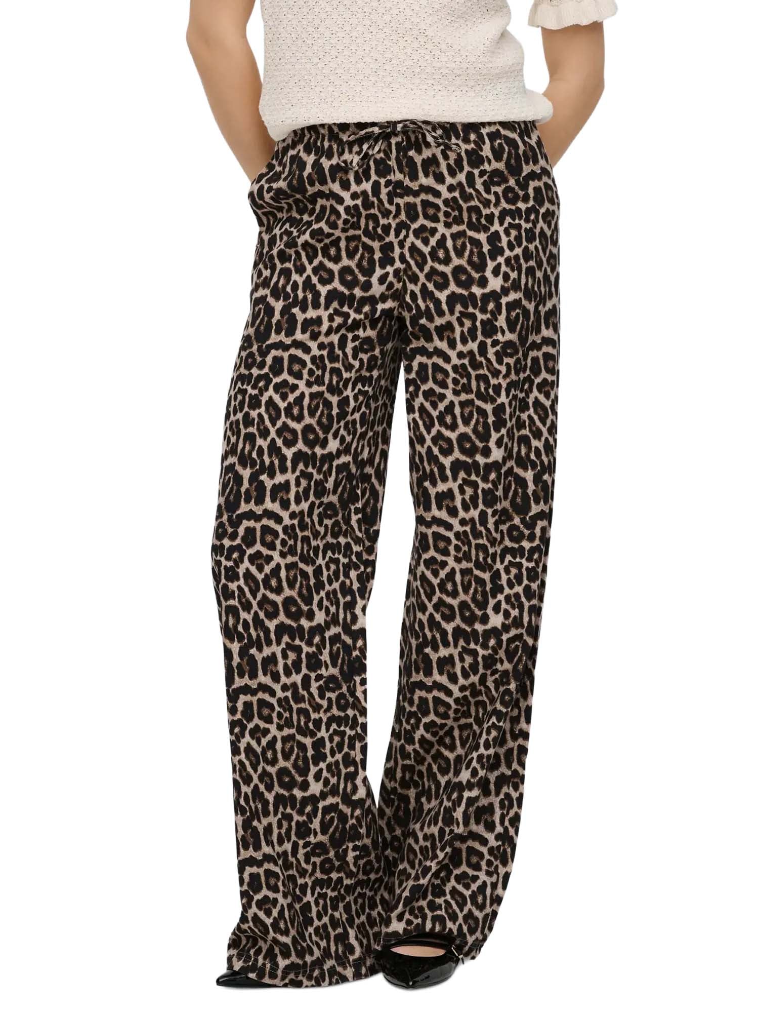 Only Pantaloni Onlaris Life Pullup Tie Animalier