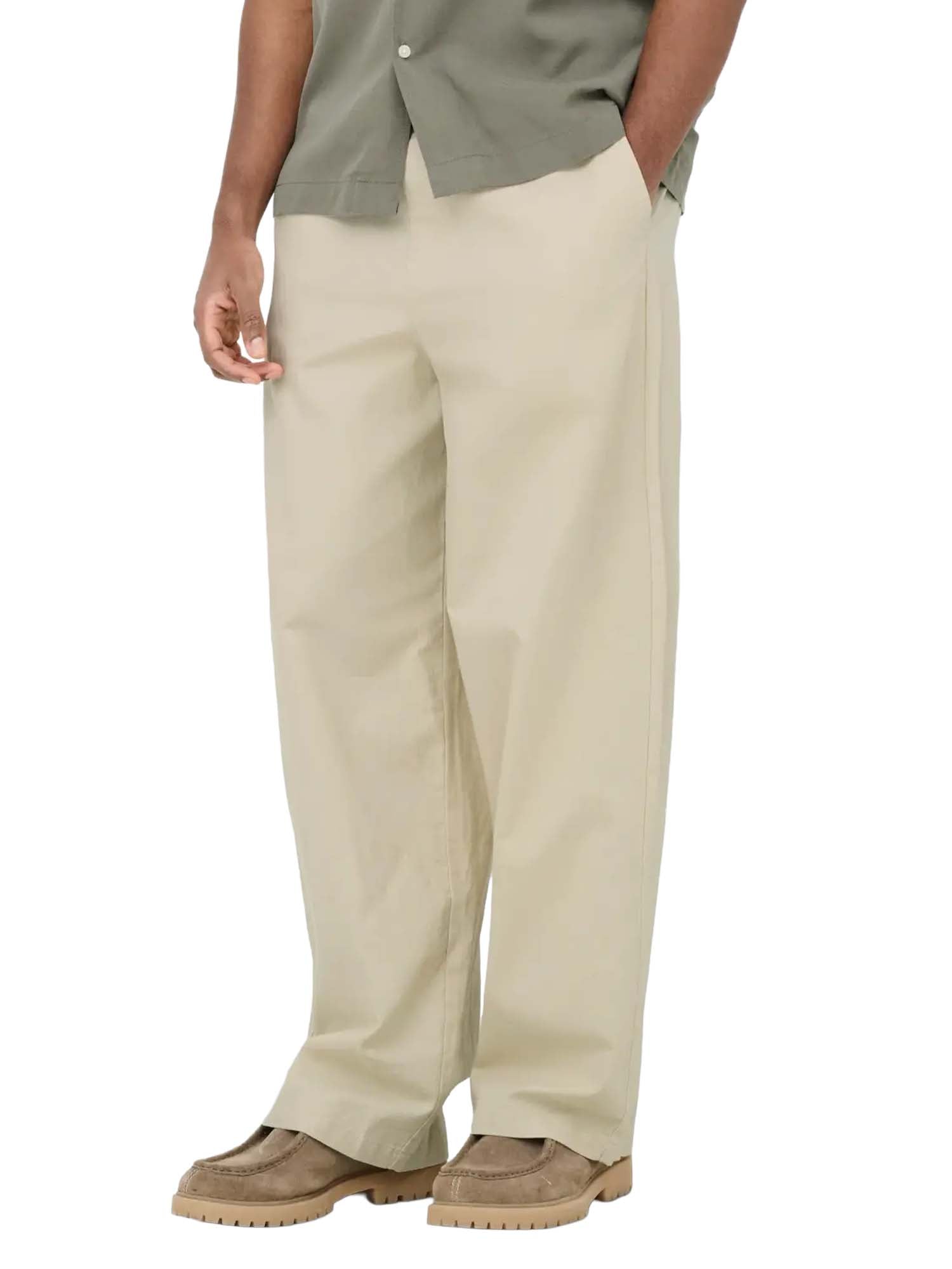 Only & Sons Pantaloni ONSDAVES Wide Leg Fit Lino Grigio