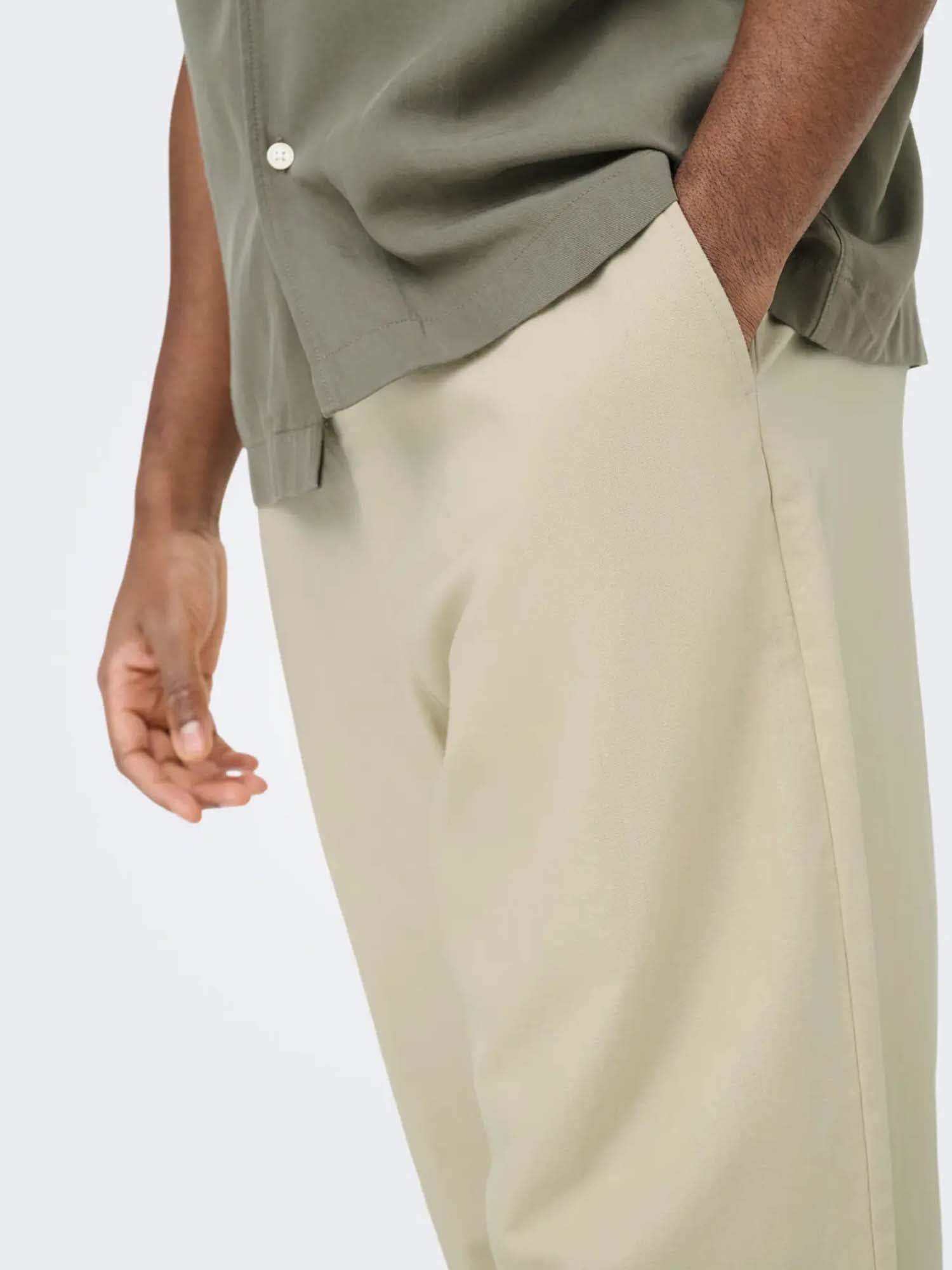 Only & Sons Pantaloni ONSDAVES Wide Leg Fit Lino Grigio