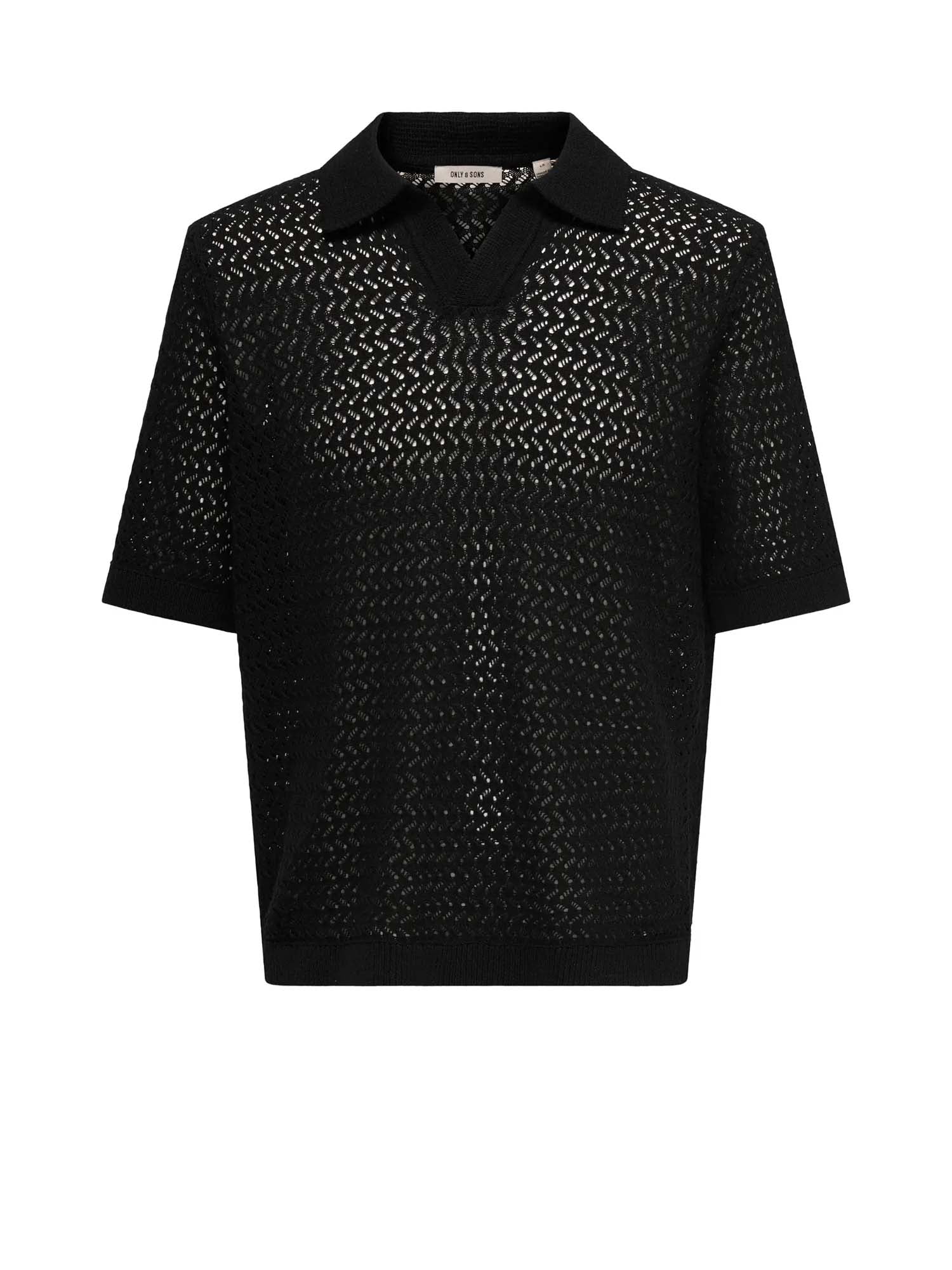 Only & Sons Maglia in filo manica corta Onsnyle Life Reg 5 Ss Split Polo Knit Nero