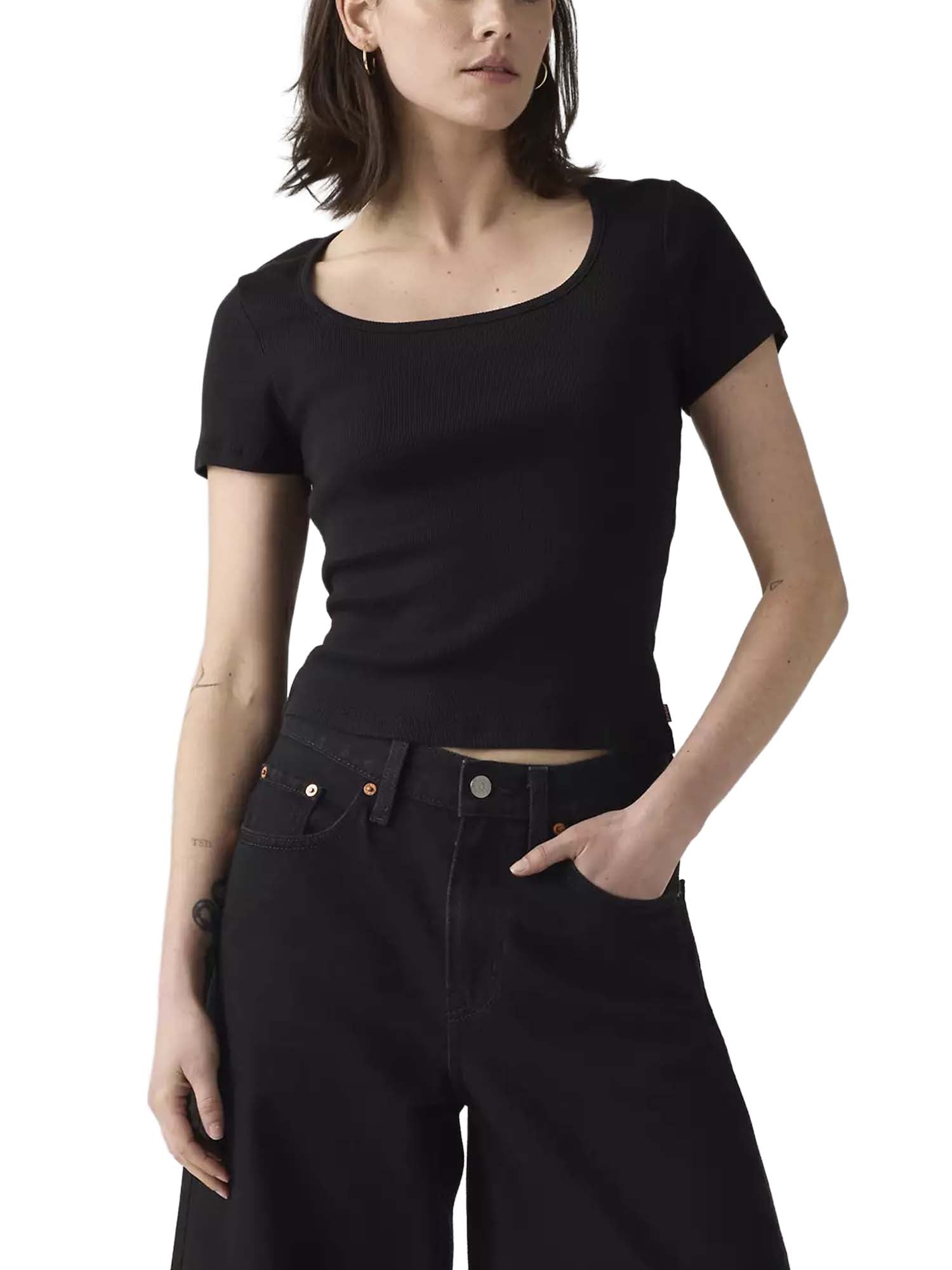 Levi's® T-Shirt Essential con scollo squadrato Nero