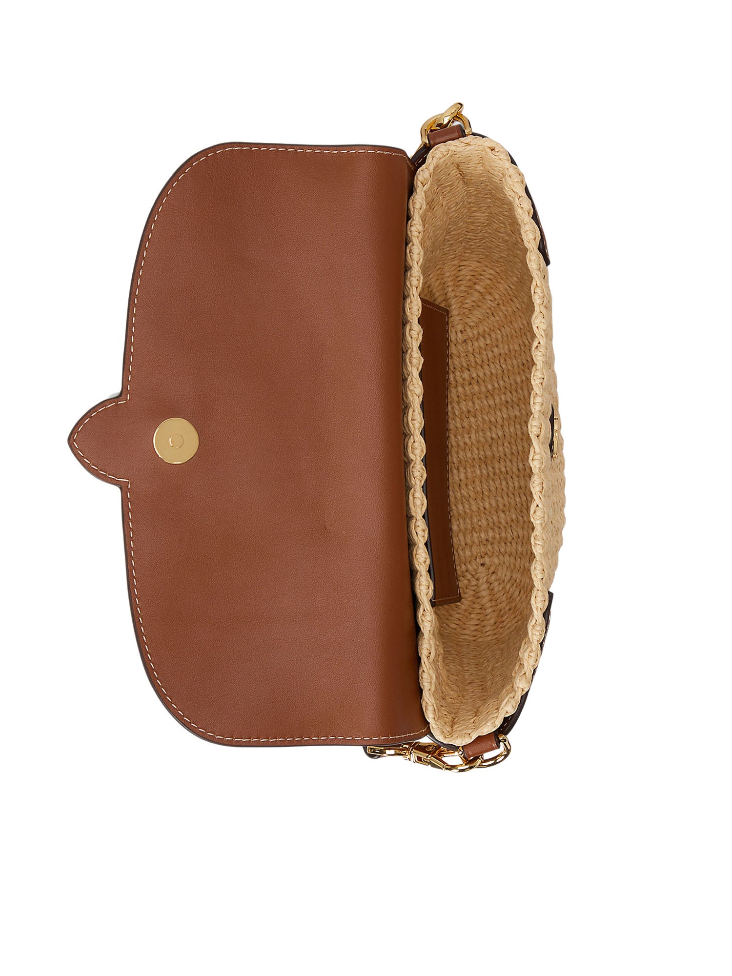 Lauren Ralph Lauren Borsa a Tracolla Piccola Lynden in Paglia e Pelle Marrone