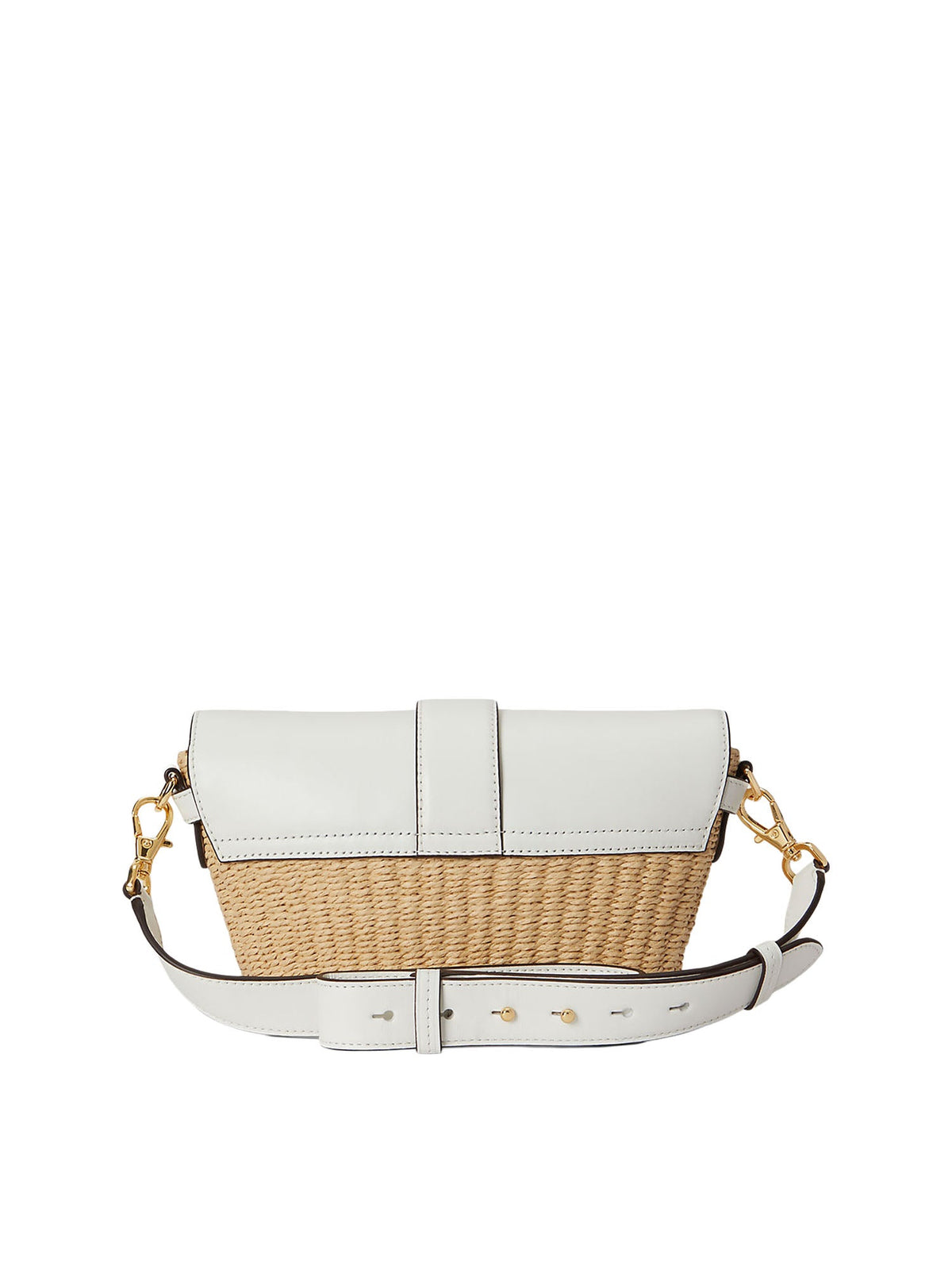 Lauren Ralph Lauren Borsa a Tracolla Piccola Lynden in Paglia e Pelle Bianco