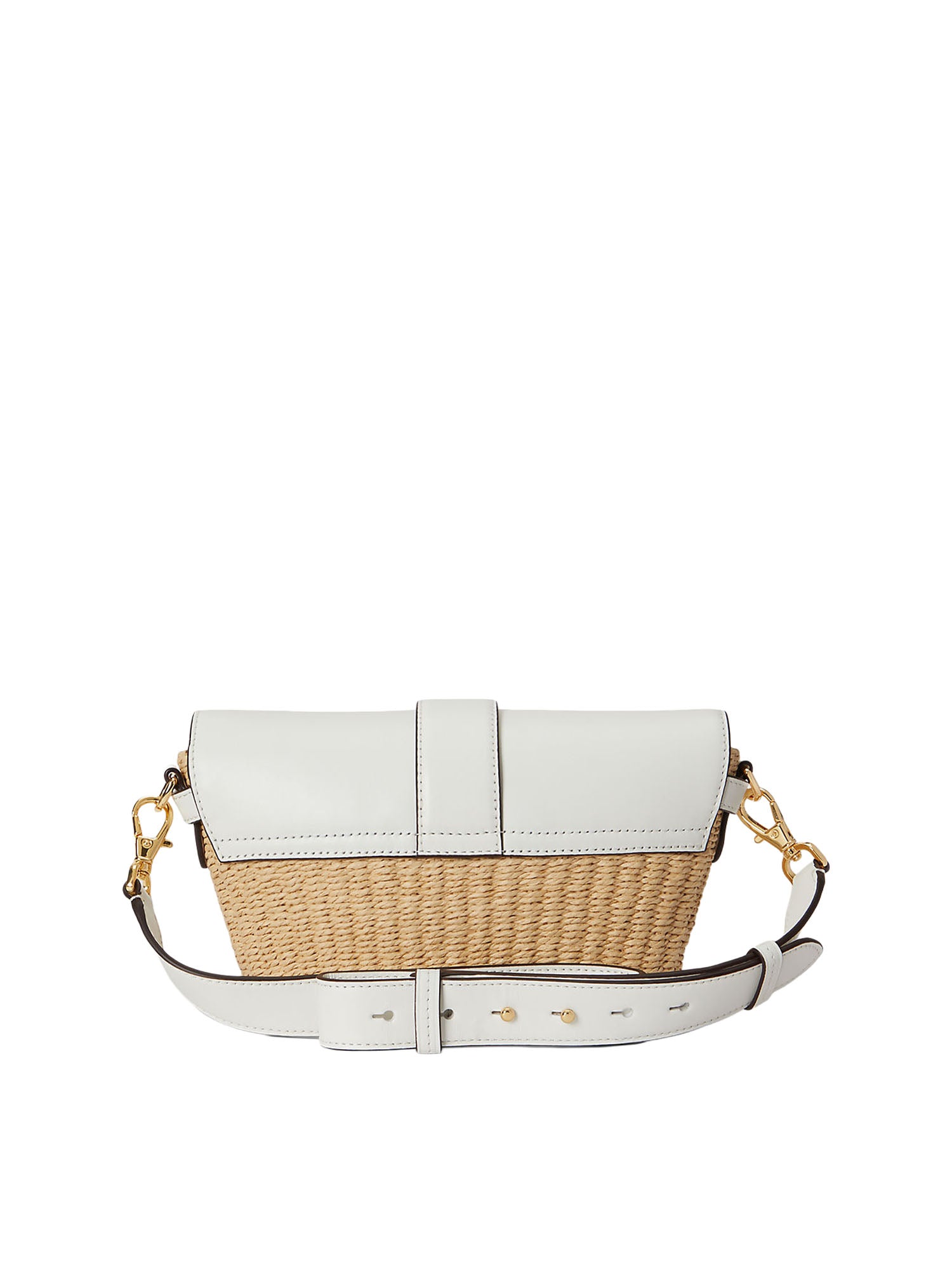 Lauren Ralph Lauren Borsa a Tracolla Piccola Lynden in Paglia e Pelle White