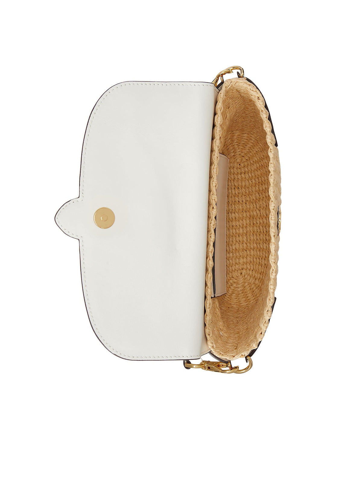 Lauren Ralph Lauren Borsa a Tracolla Piccola Lynden in Paglia e Pelle Bianco