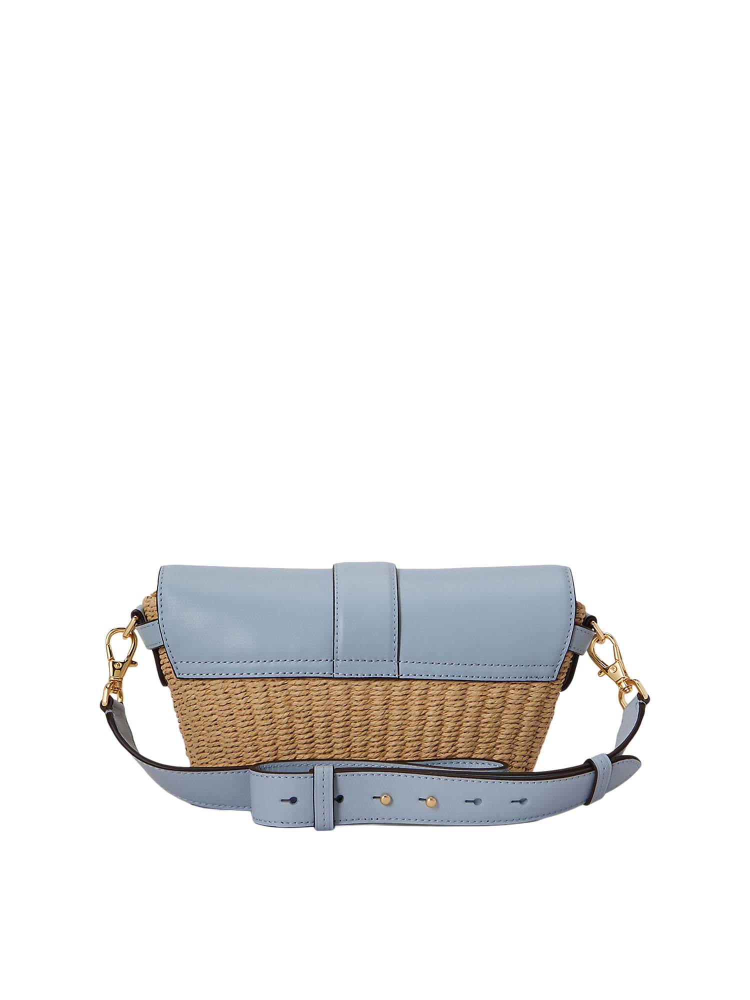 Lauren Ralph Lauren Borsa a Tracolla Piccola Lynden in Paglia e Pelle Blu