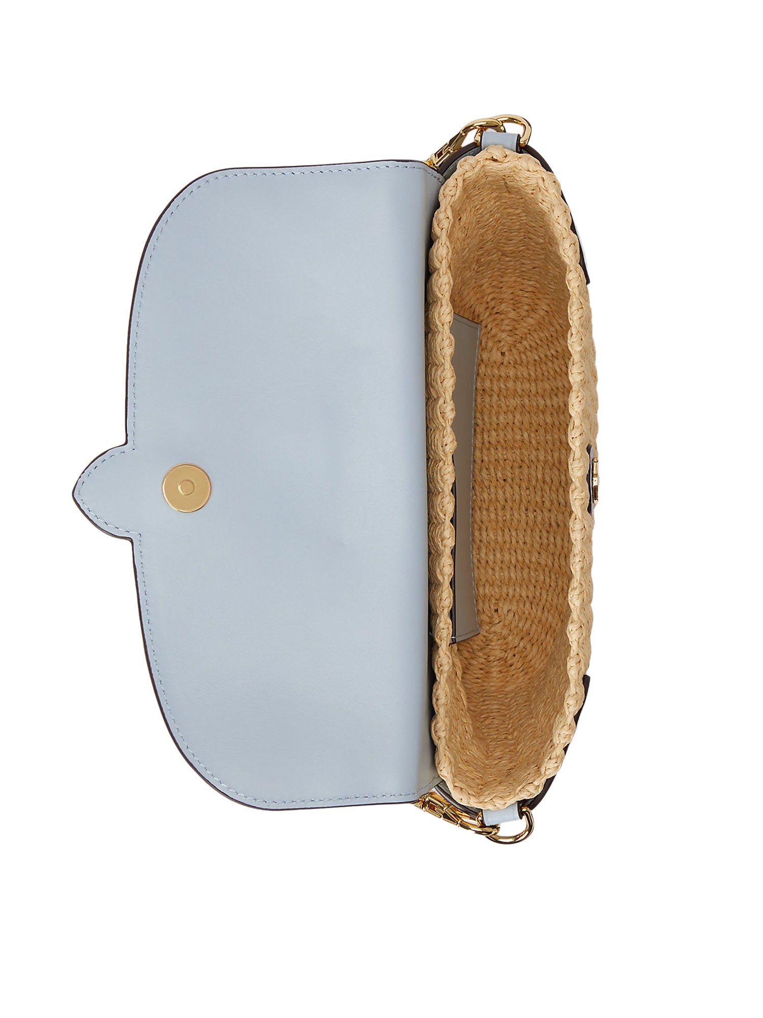 Lauren Ralph Lauren Borsa a Tracolla Piccola Lynden in Paglia e Pelle Blu